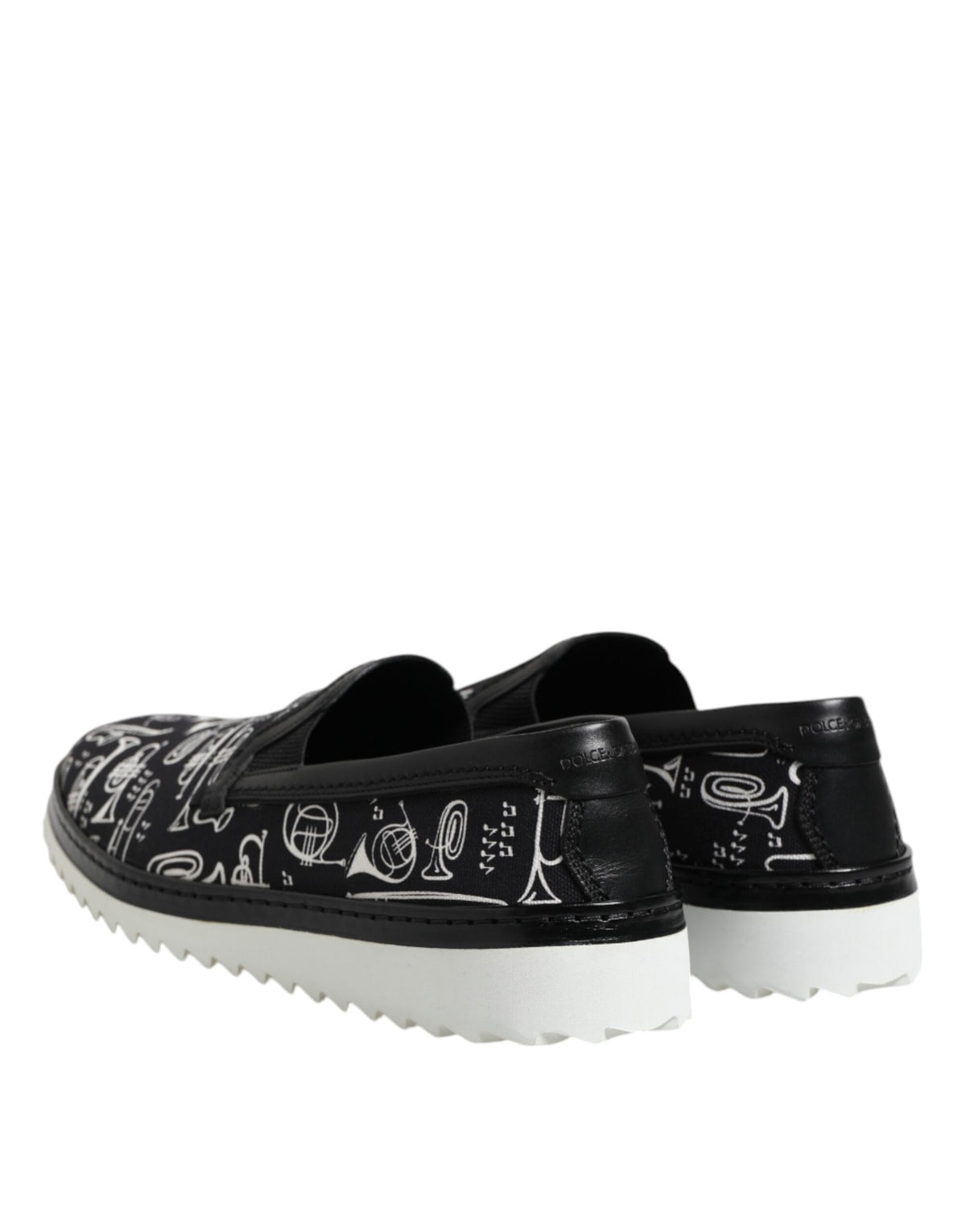 Black Slip On Printed Men Loafers Shoes