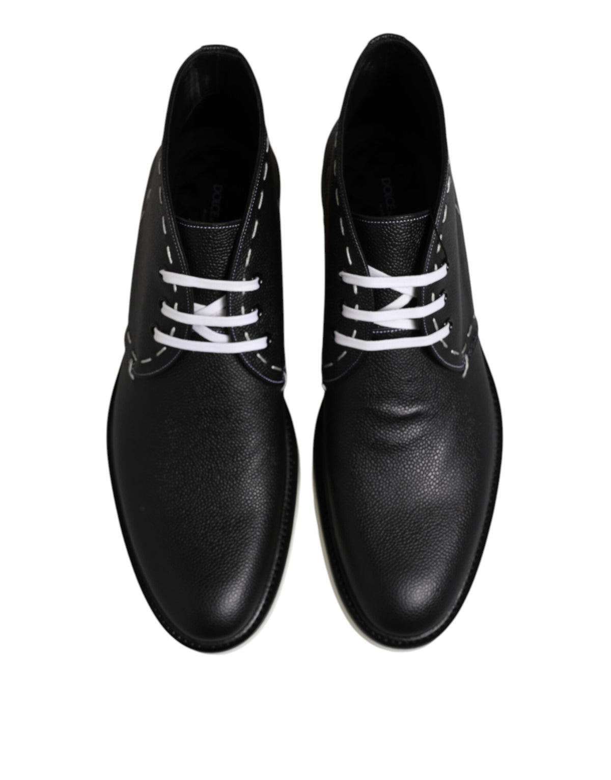 Bottes de cheville en cuir noir et blanc