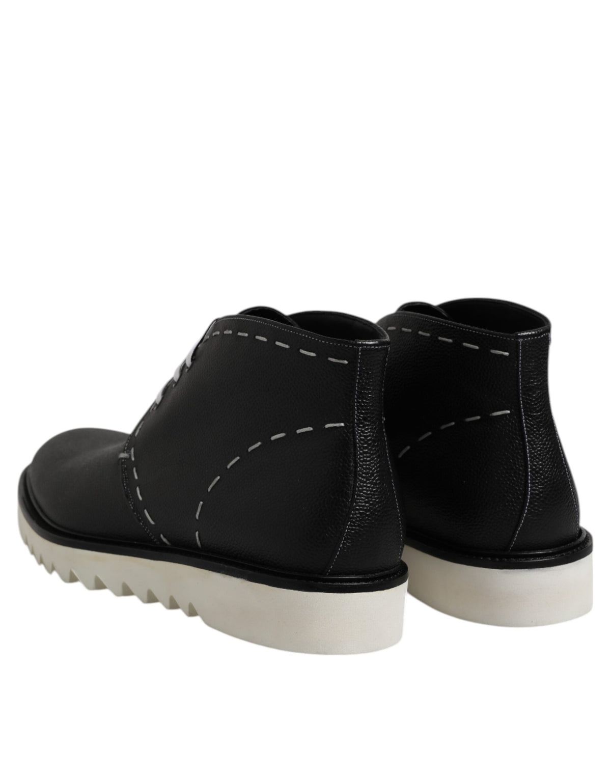Bottes de cheville en cuir noir et blanc
