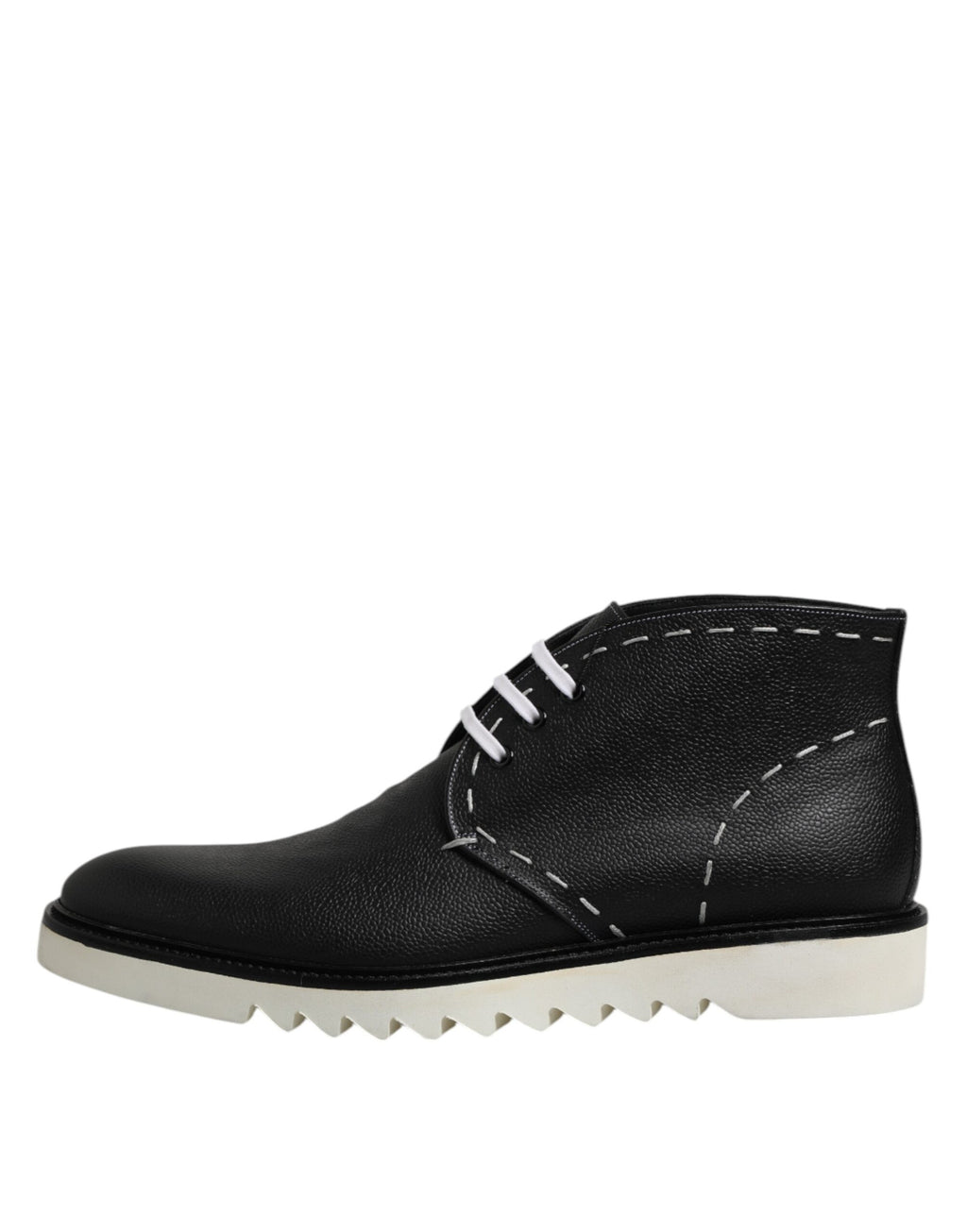 Bottes de cheville en cuir noir et blanc