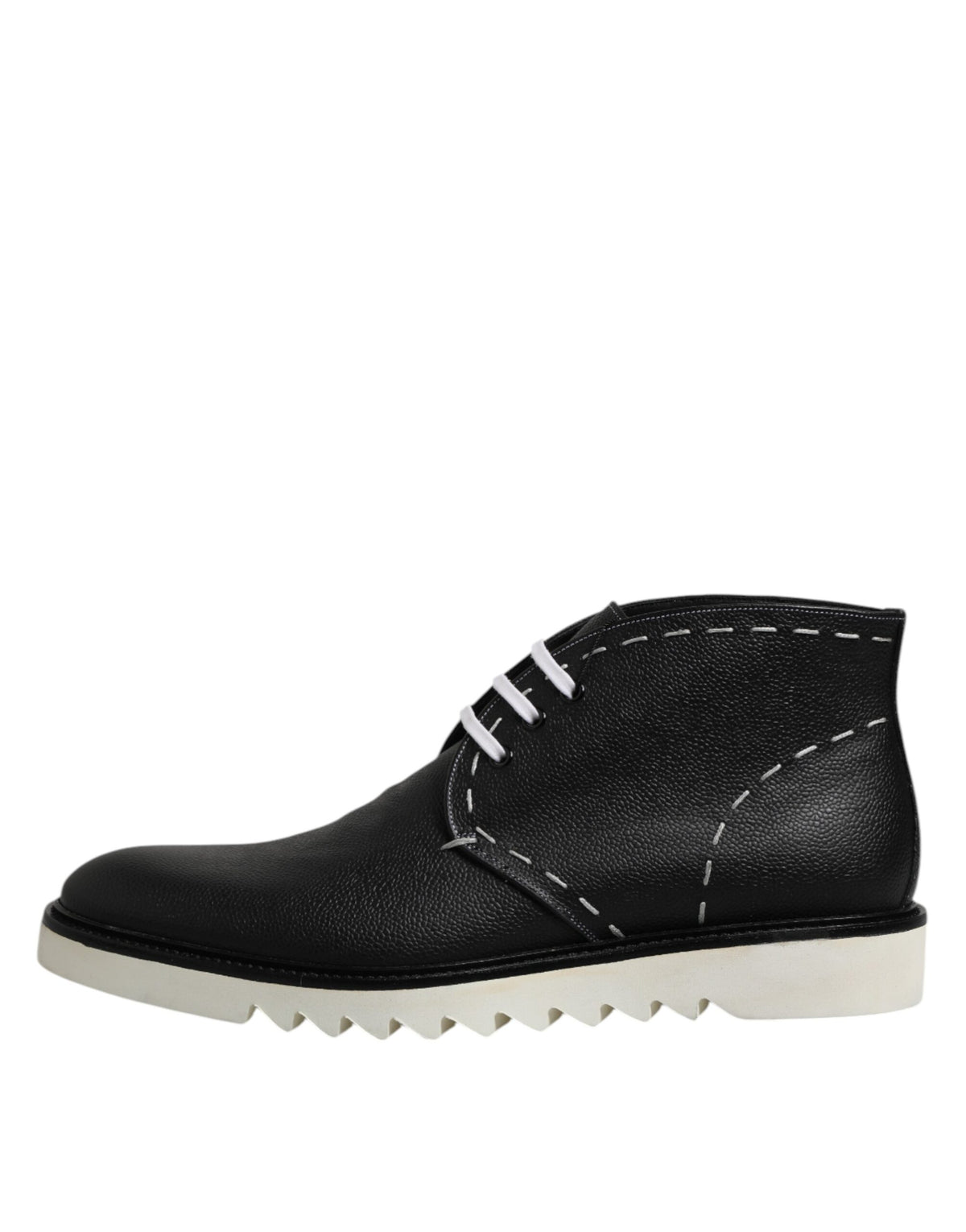 Bottes de cheville en cuir noir et blanc
