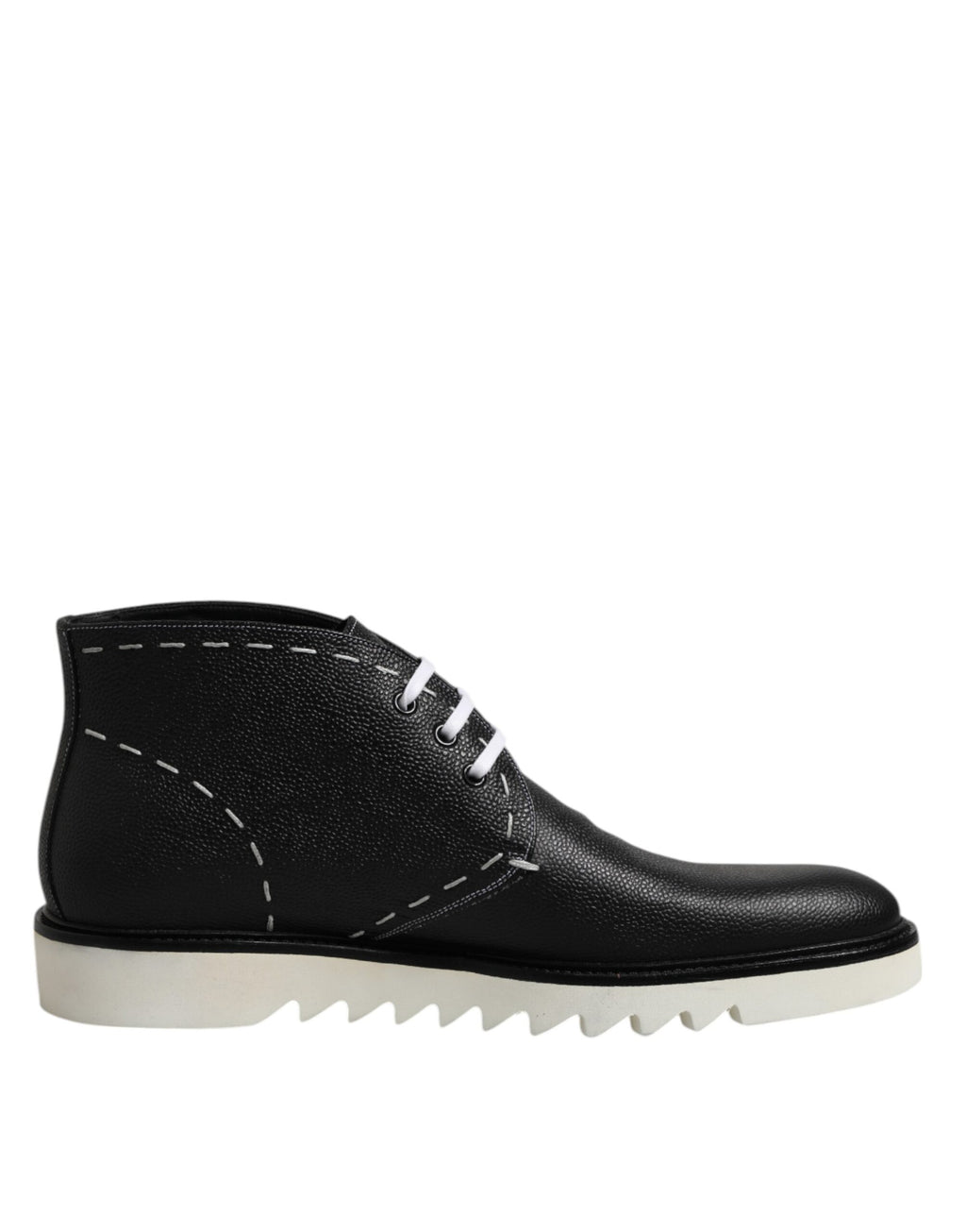 Bottes de cheville en cuir noir et blanc