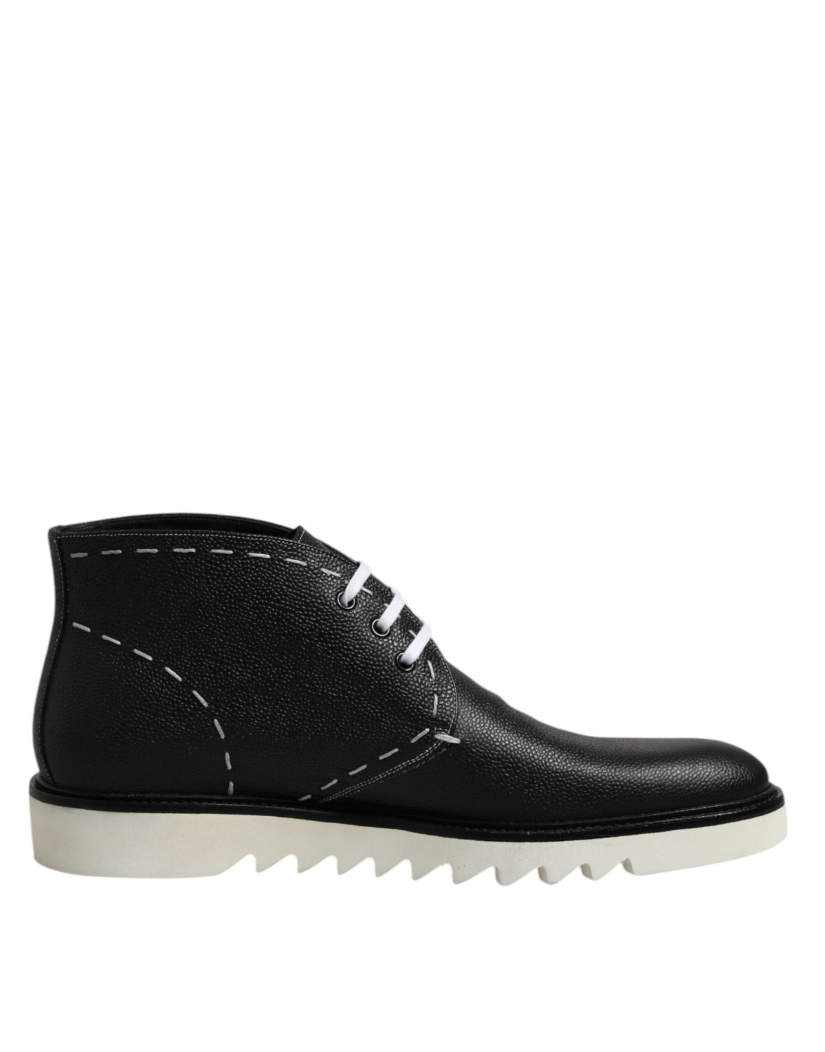 Bottes de cheville en cuir noir et blanc
