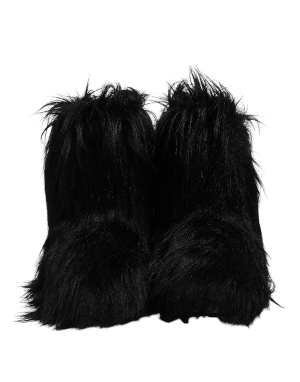 Bottines mi-mollet en fausse fourrure noire