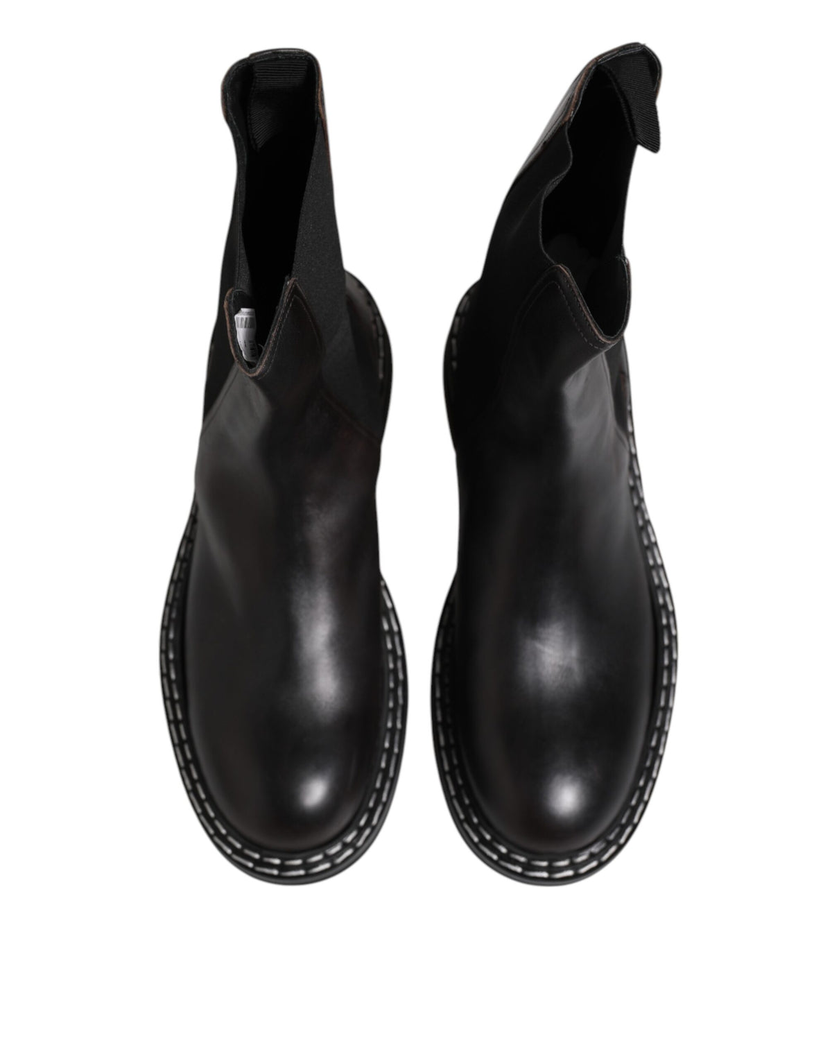 Bottes plates en cuir noir mi-mollet