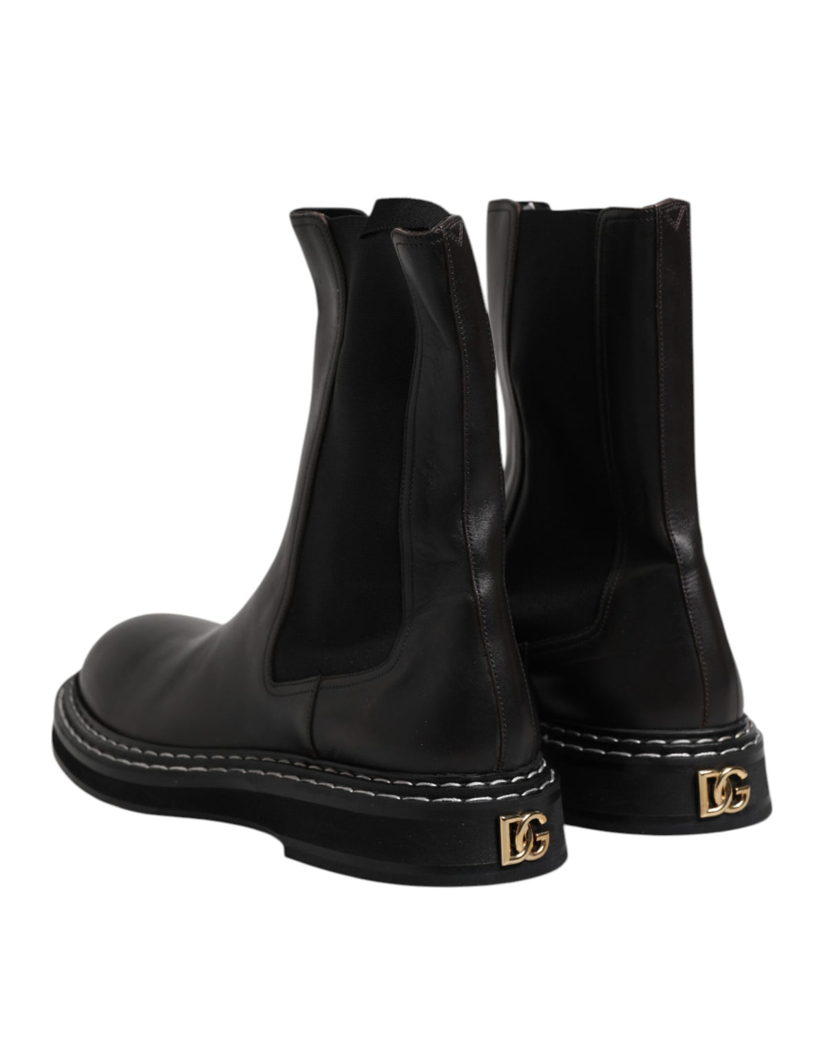 Bottes plates en cuir noir mi-mollet