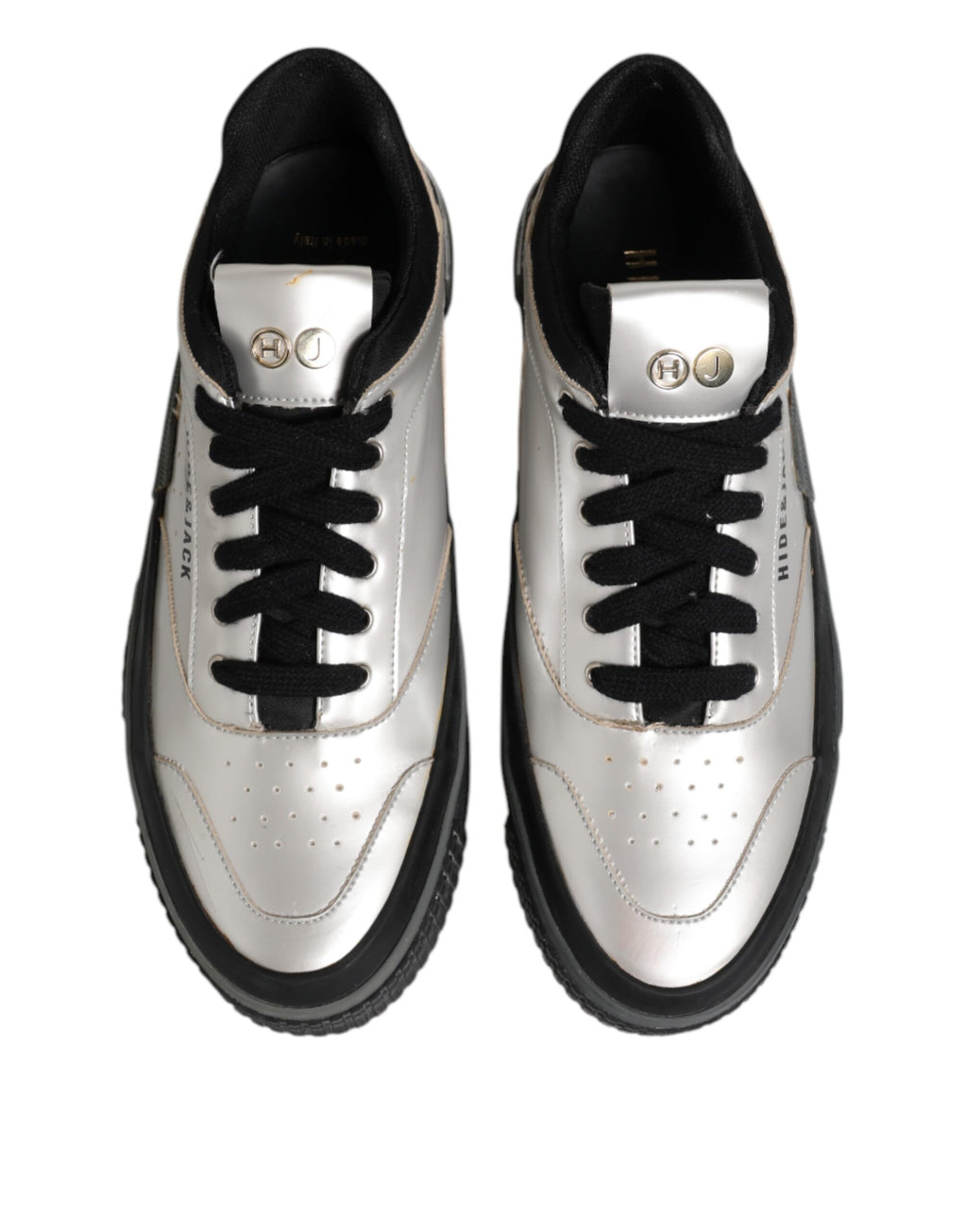 Silver Leather Lace Up Low Top Sneakers Shoes