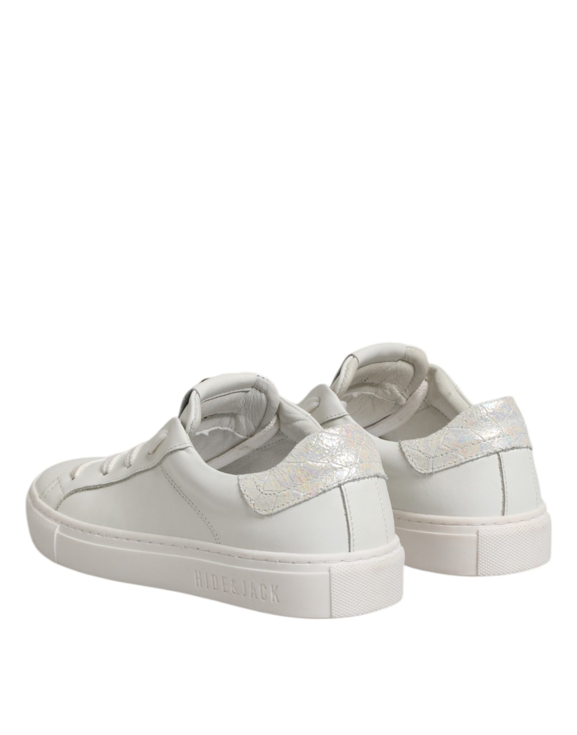 White Leather Low Top Lace Up Sneakers Shoes