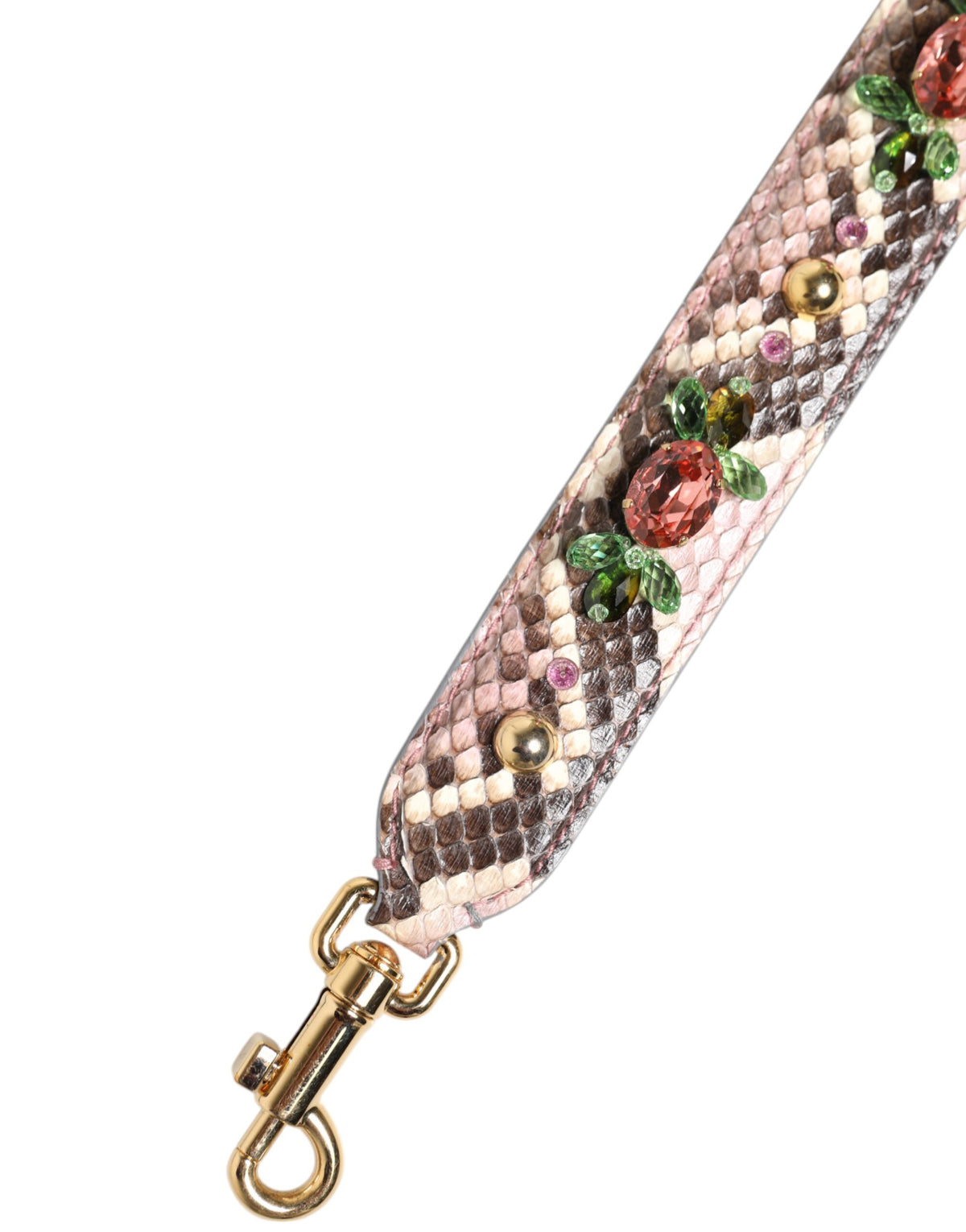 Multicolor Python Embellished Crystal Stud Shoulder Strap
