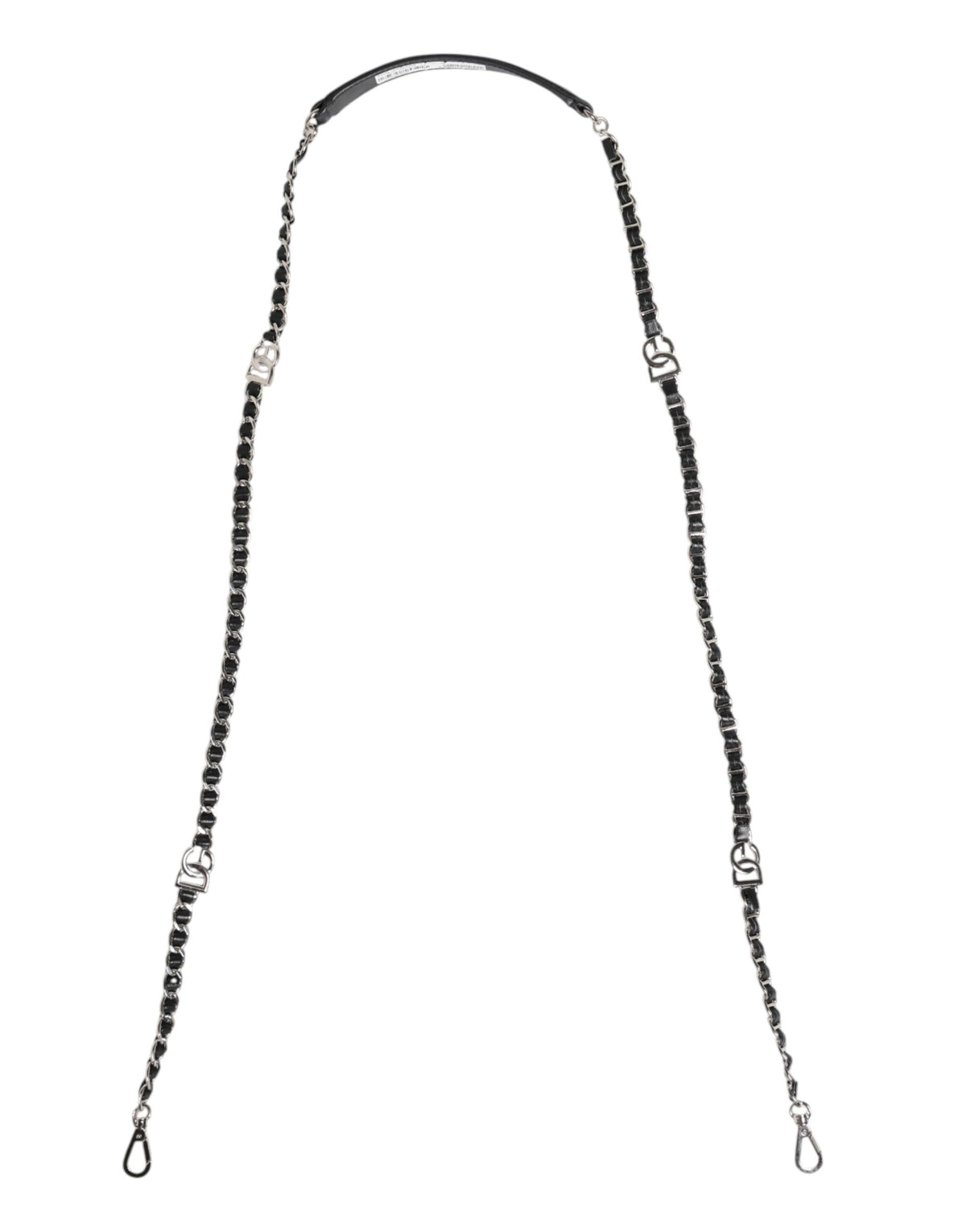 Black Leather DG Logo Chain Bag Shoulder Strap