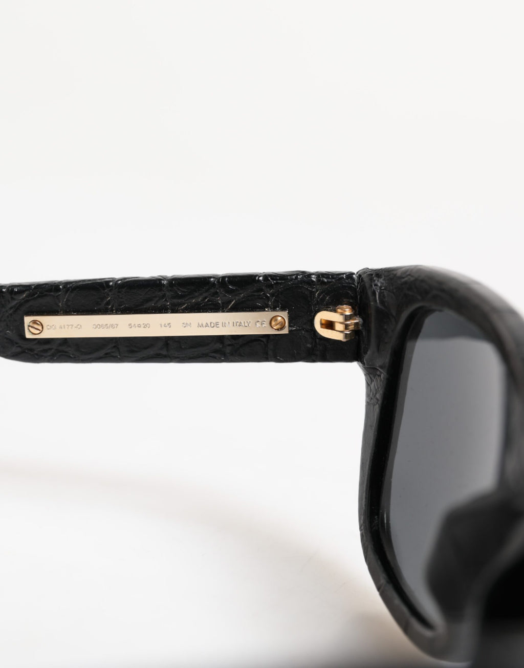 Black Leather Frame DG4177 Tinted Lens Sunglasses