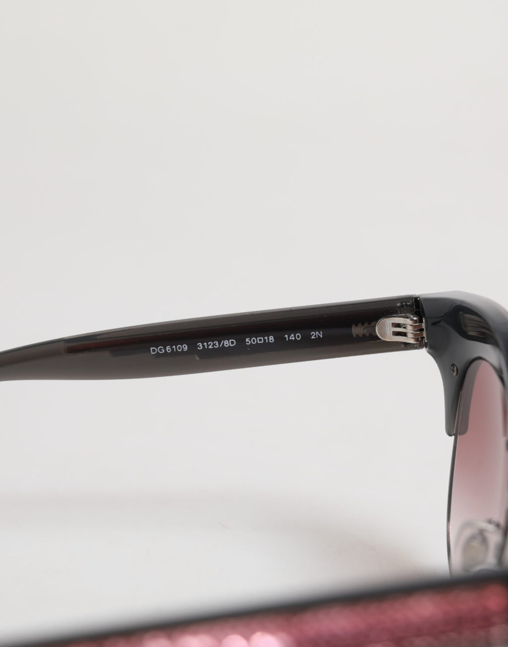 Black Pink Mirrored Cat Eye DG6109 Sequined Sunglasses