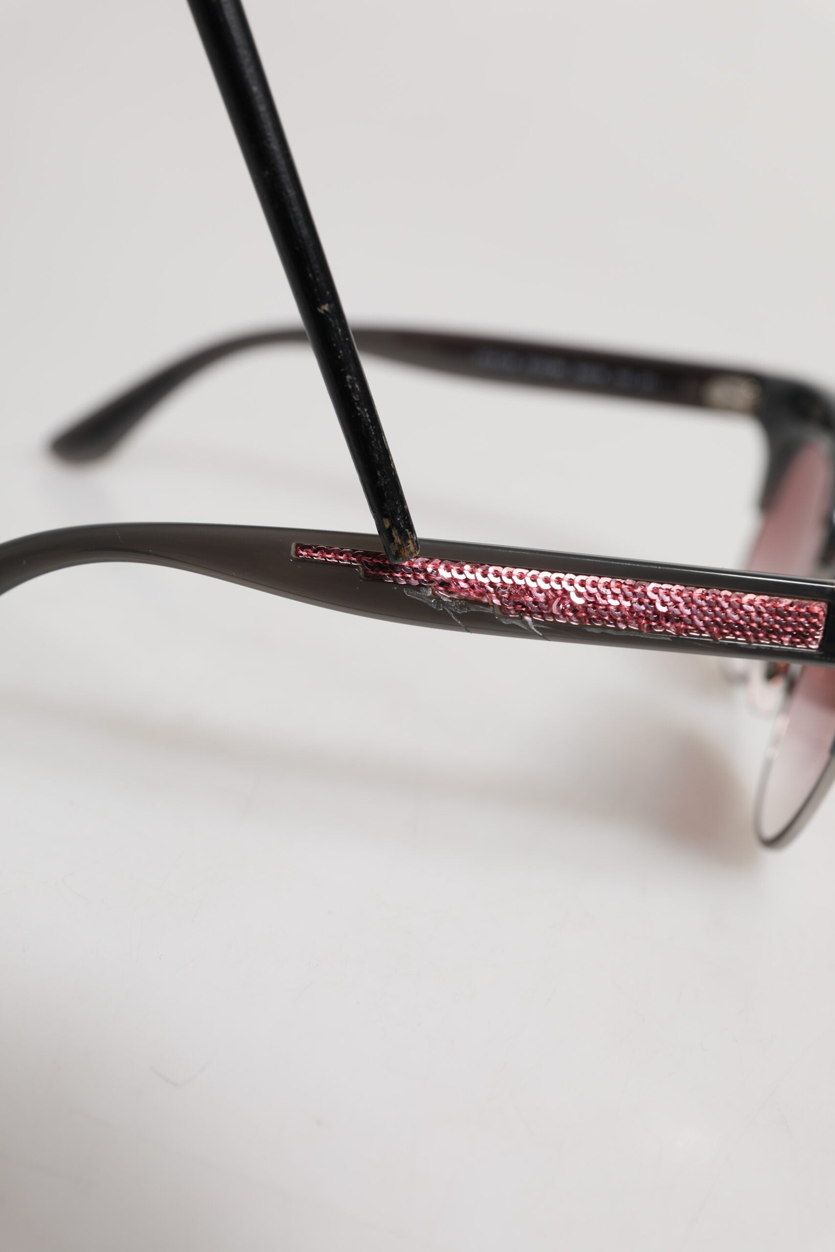 Black Pink Mirrored Cat Eye DG6109 Sequined Sunglasses