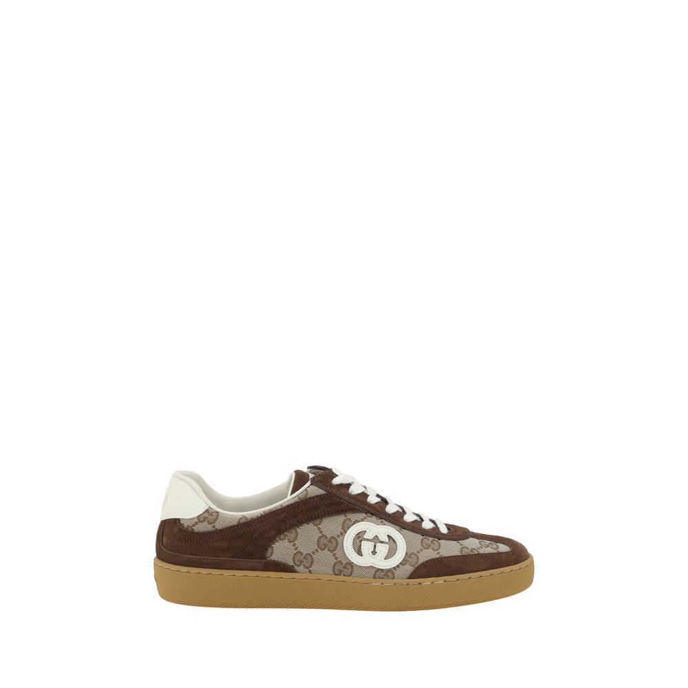 Brown Fabric Low Top Sneakers