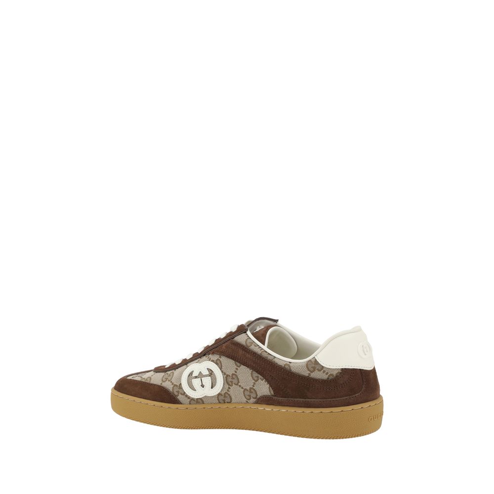 Brown Fabric Low Top Sneakers