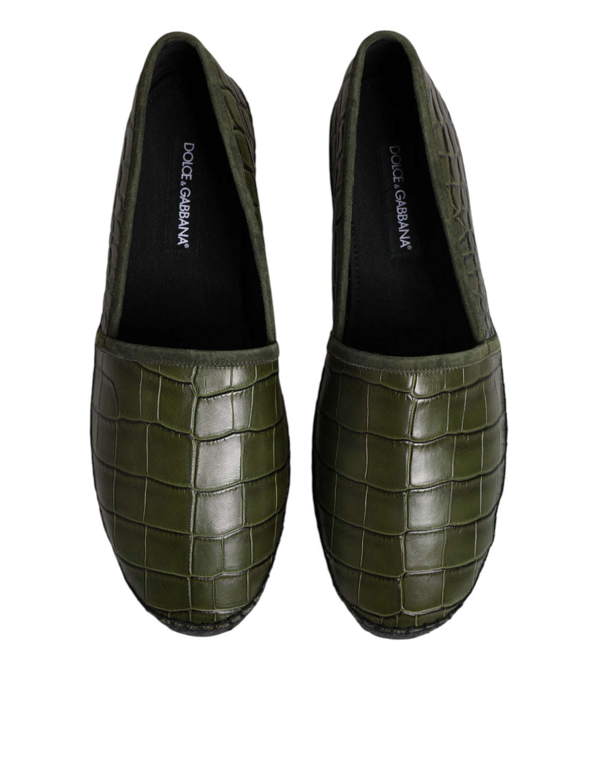 Green Exotic Leather Espadrilles Slip On Shoes