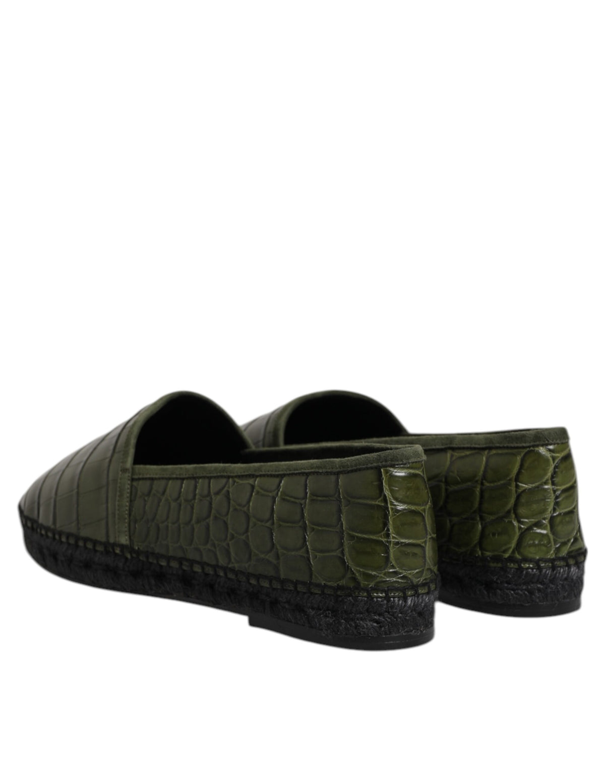 Green Exotic Leather Espadrilles Slip On Shoes