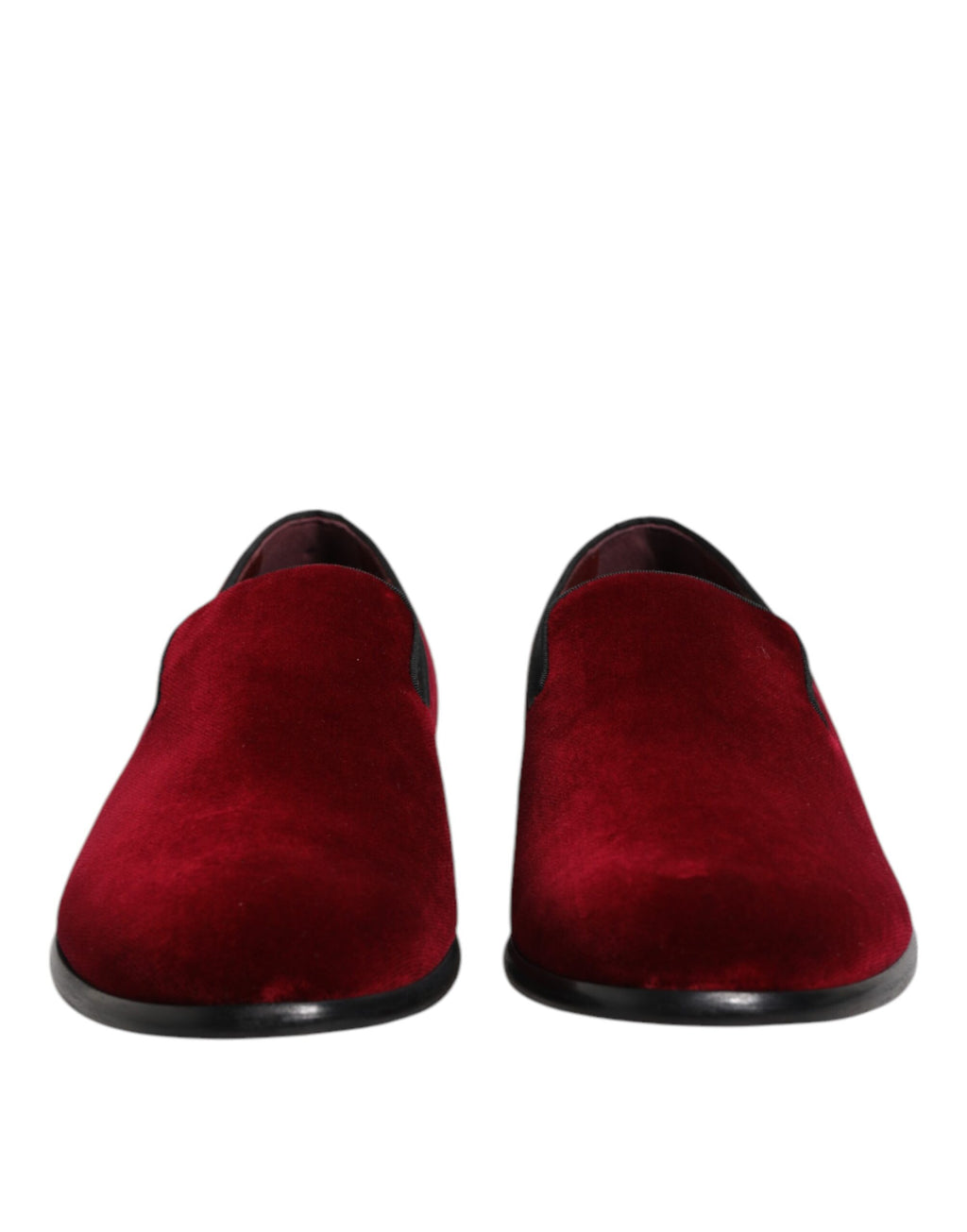 Chaussures habillées plates en velours de coton rouge, à enfiler.