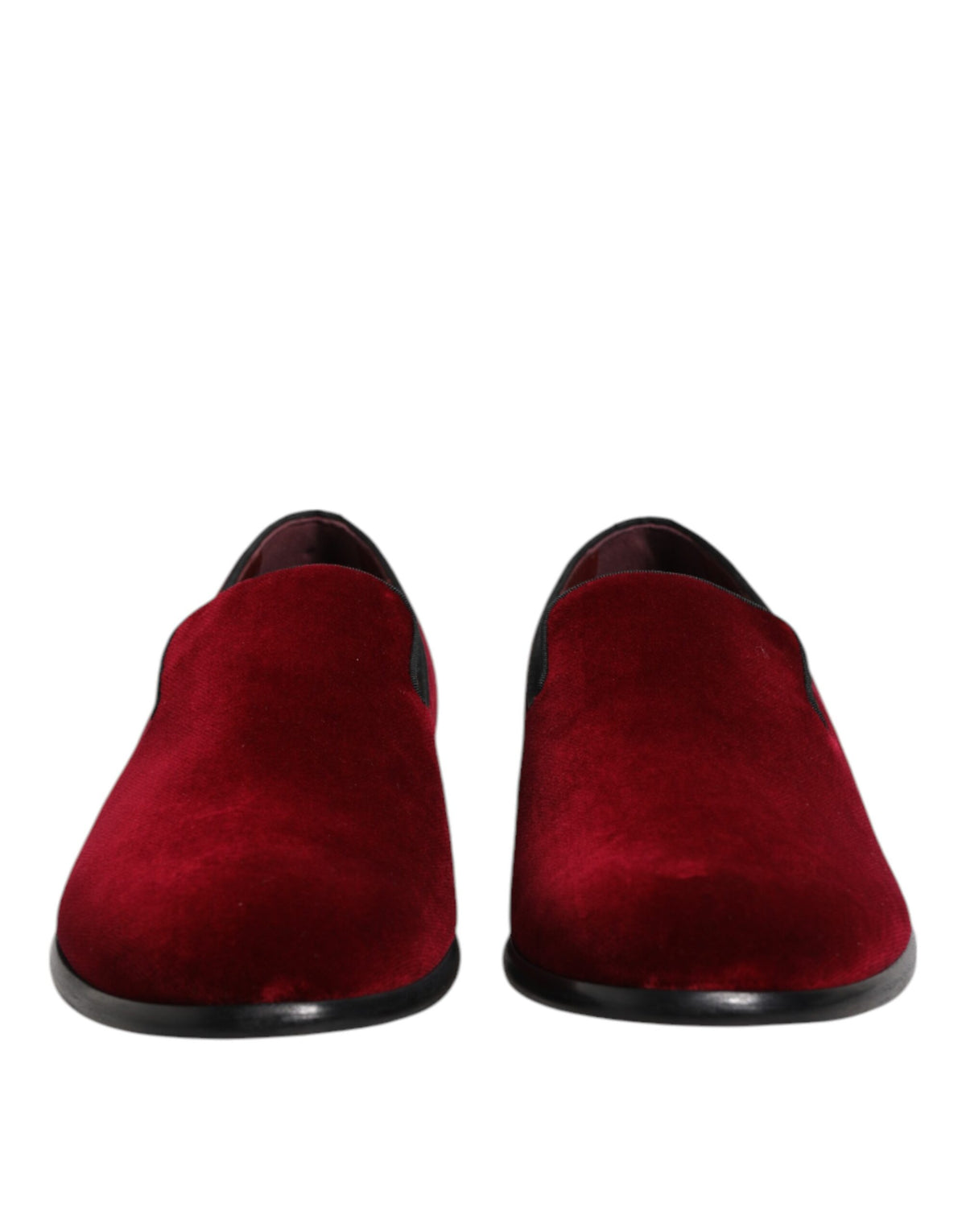 Chaussures habillées plates en velours de coton rouge, à enfiler.