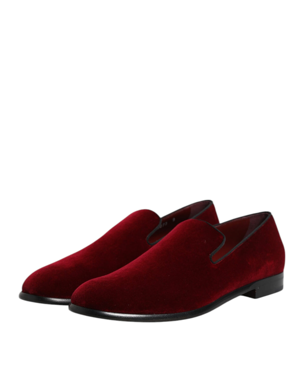 Chaussures habillées plates en velours de coton rouge, à enfiler.