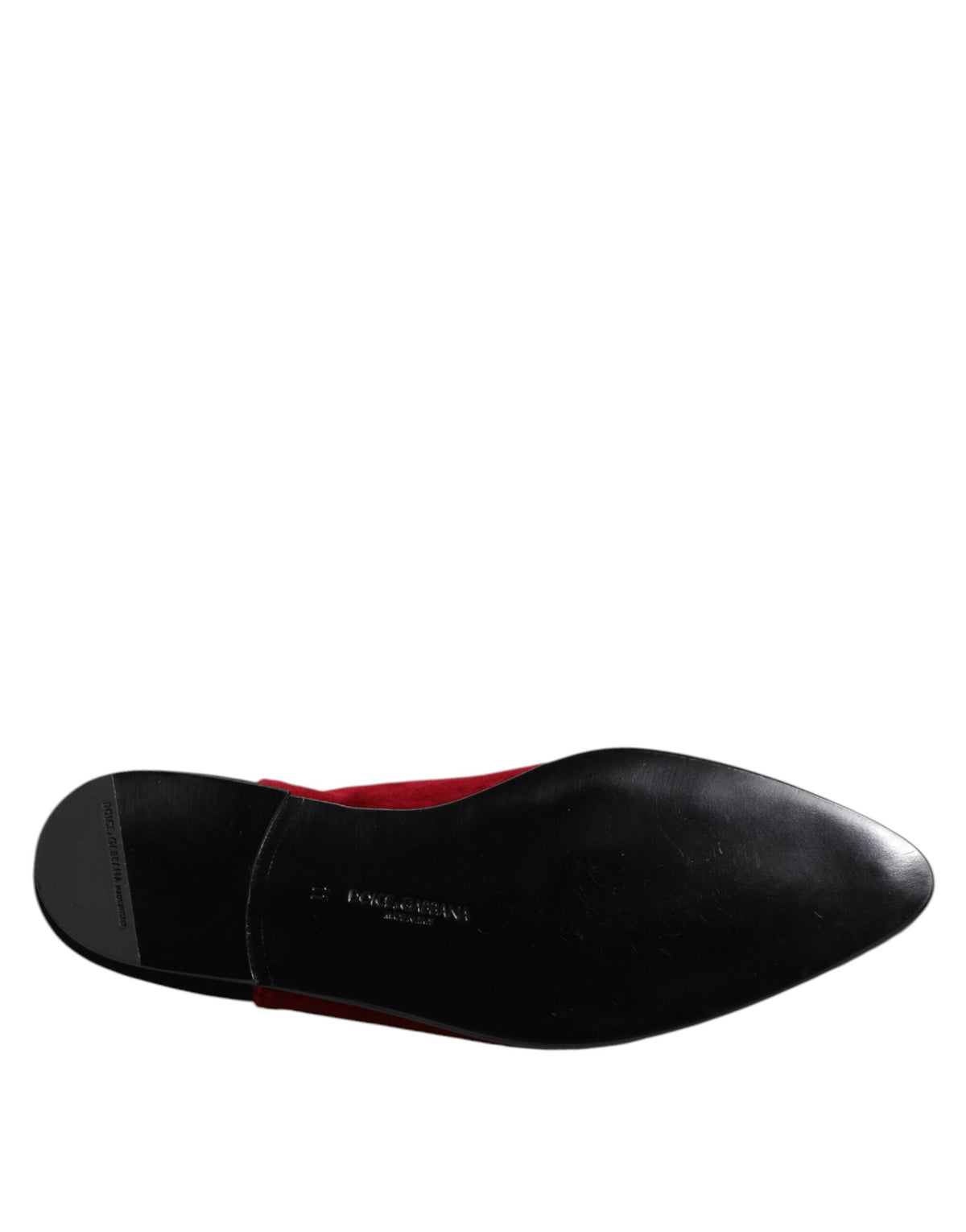 Black Red Velvet Embellished Slip On Shoes