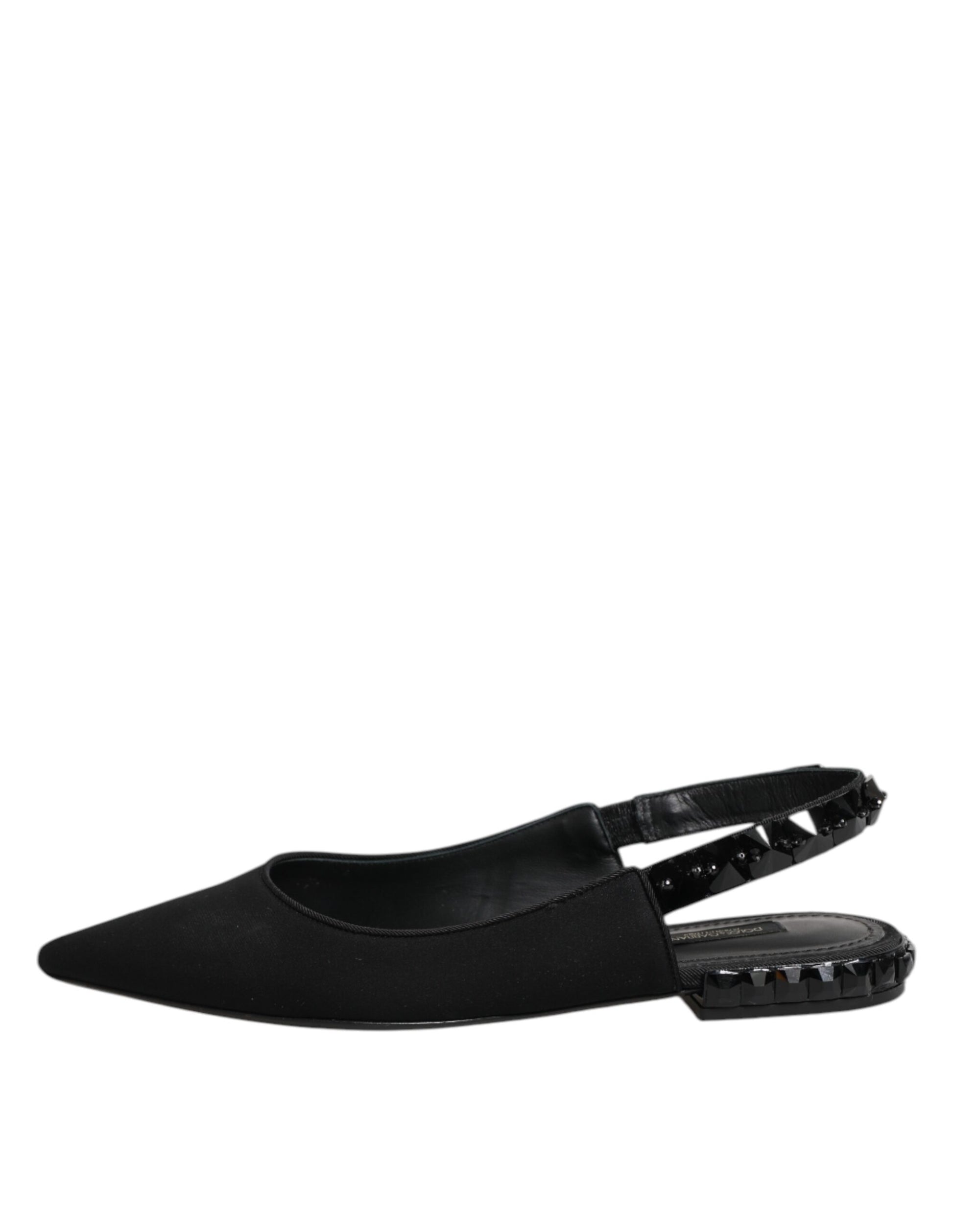 Black Crystal Charmeuse Slingback Shoes