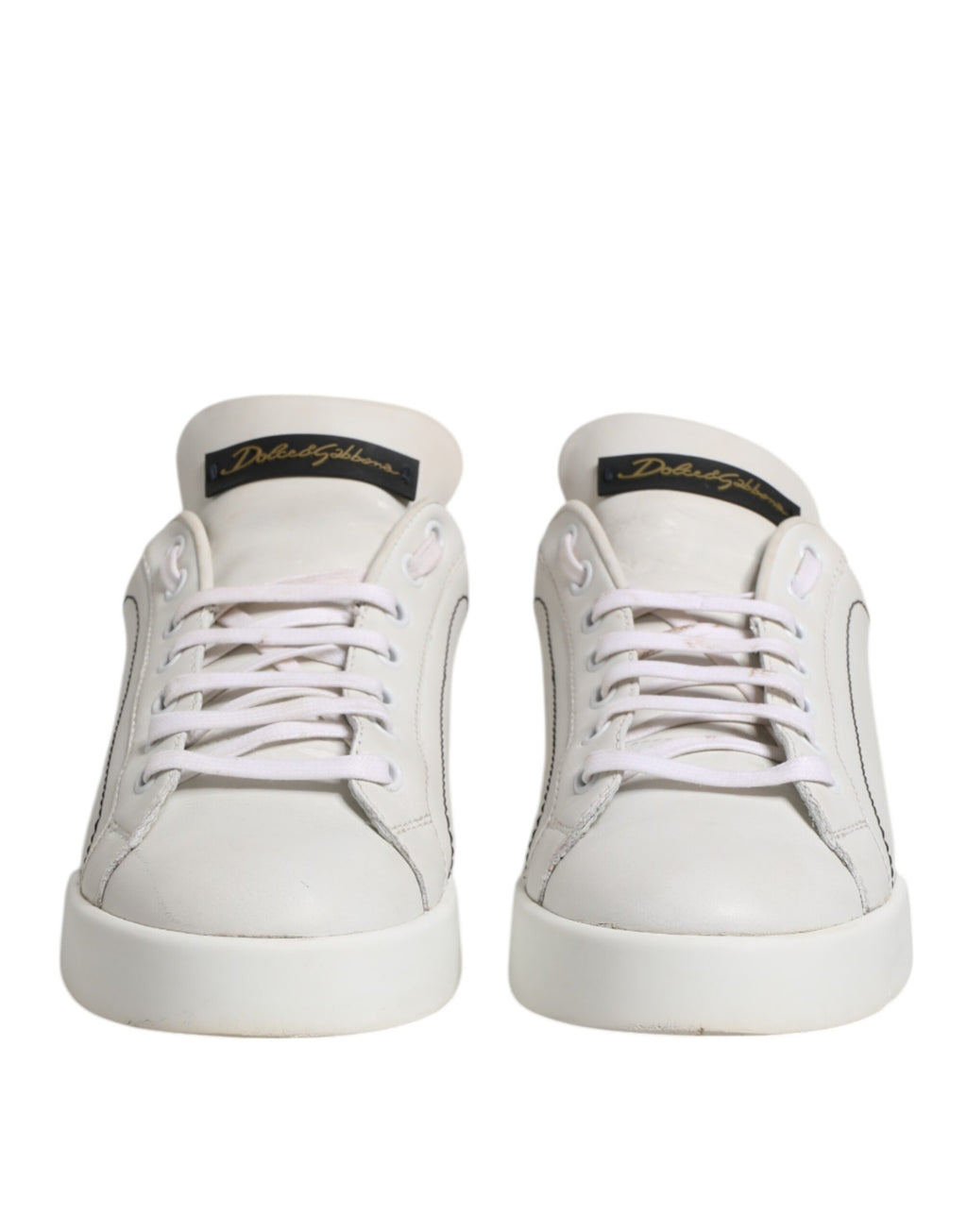 Sneakers basses en cuir blanc et or