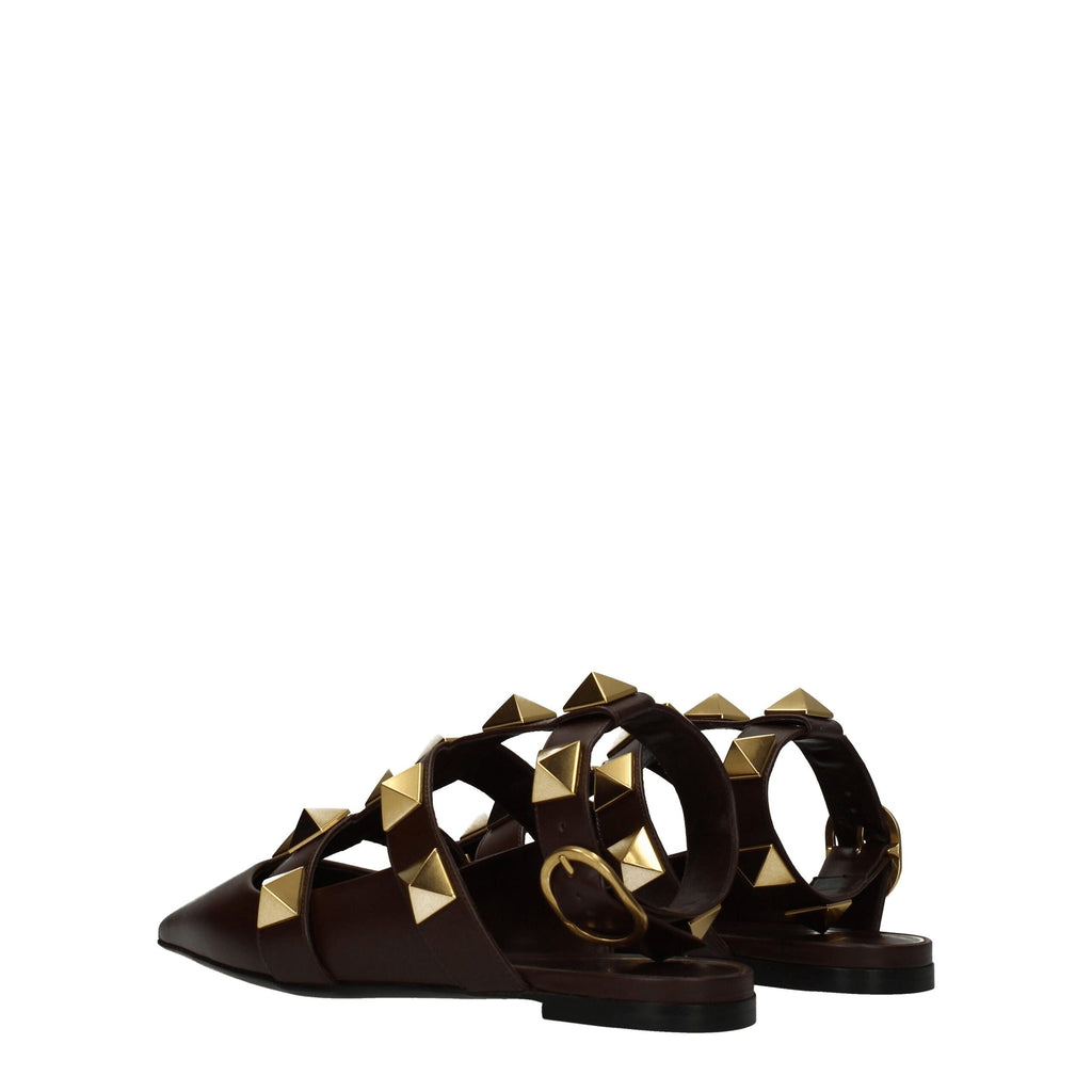 Brown Leather Flat Sandals
