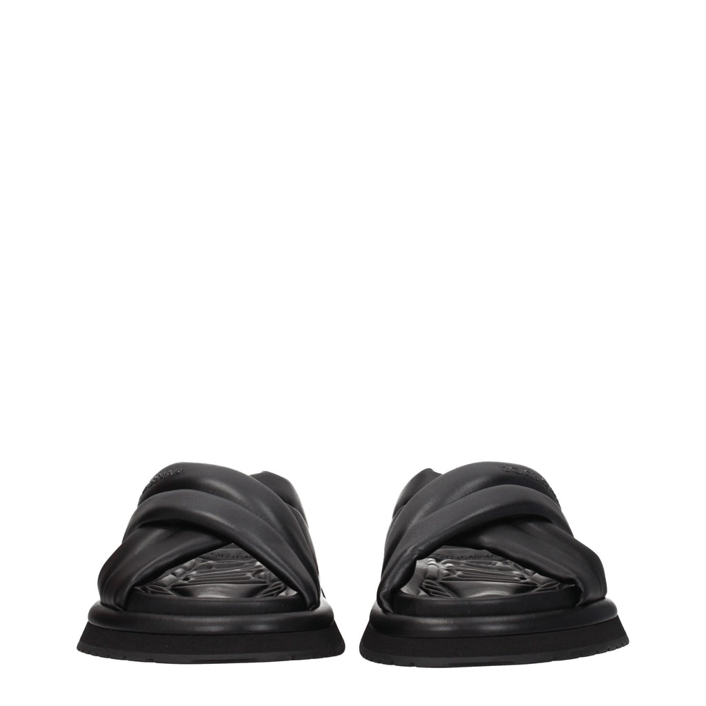 Black Leather Slippers