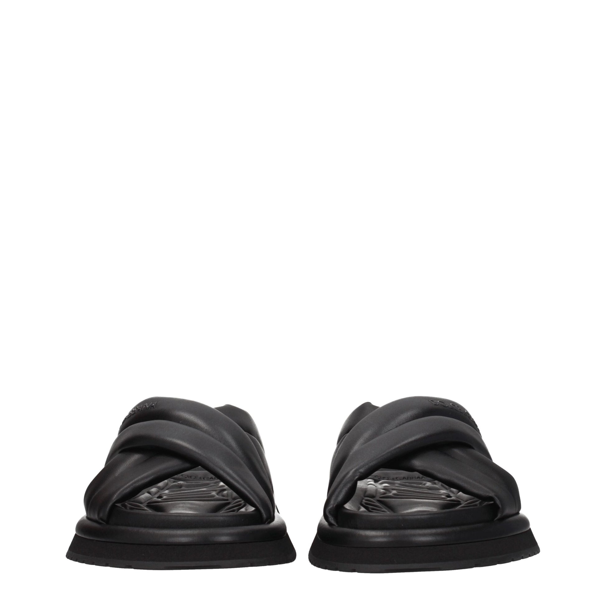 Black Leather Slippers