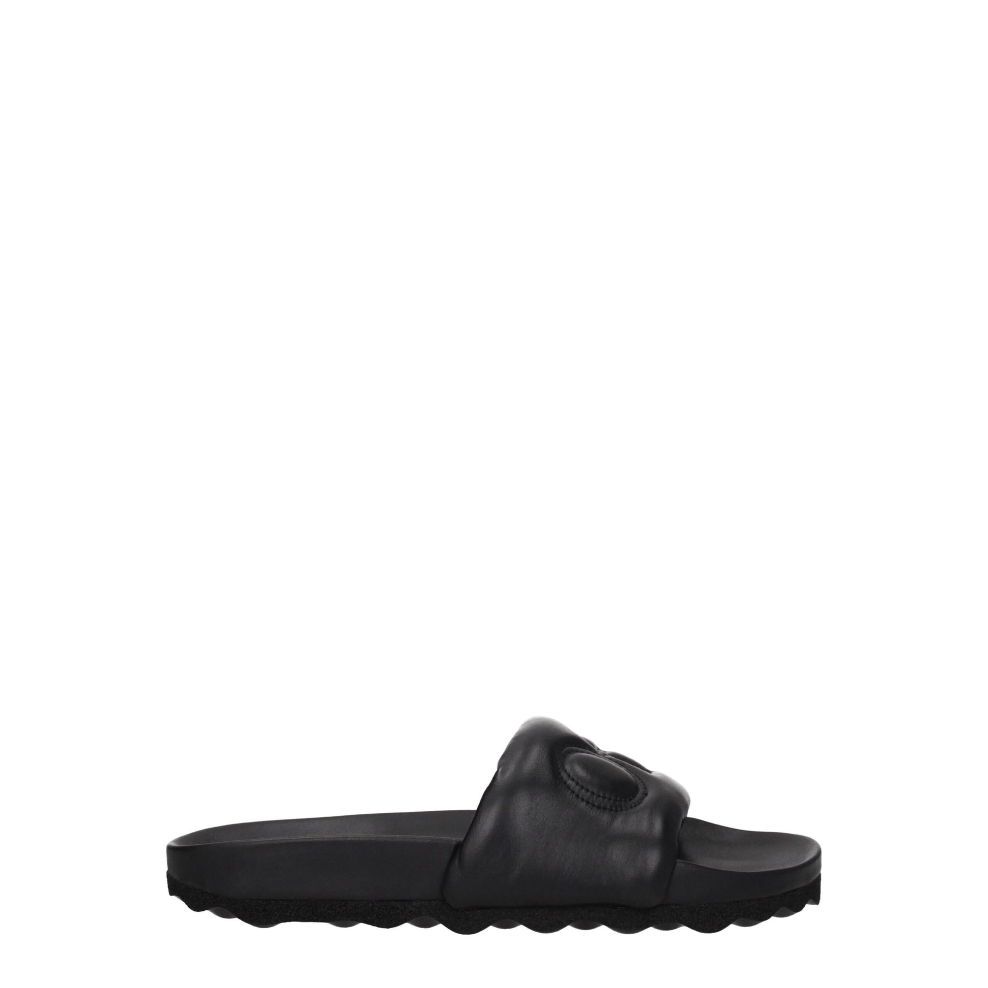 Black Leather Slippers