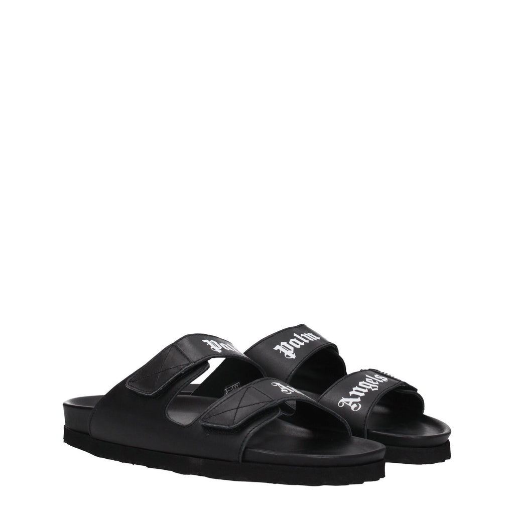 Black Leather Slippers