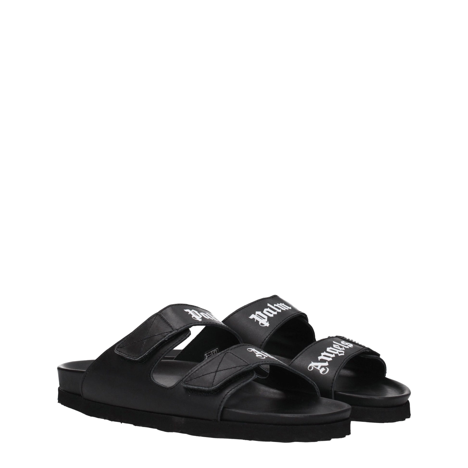 Black Leather Slippers