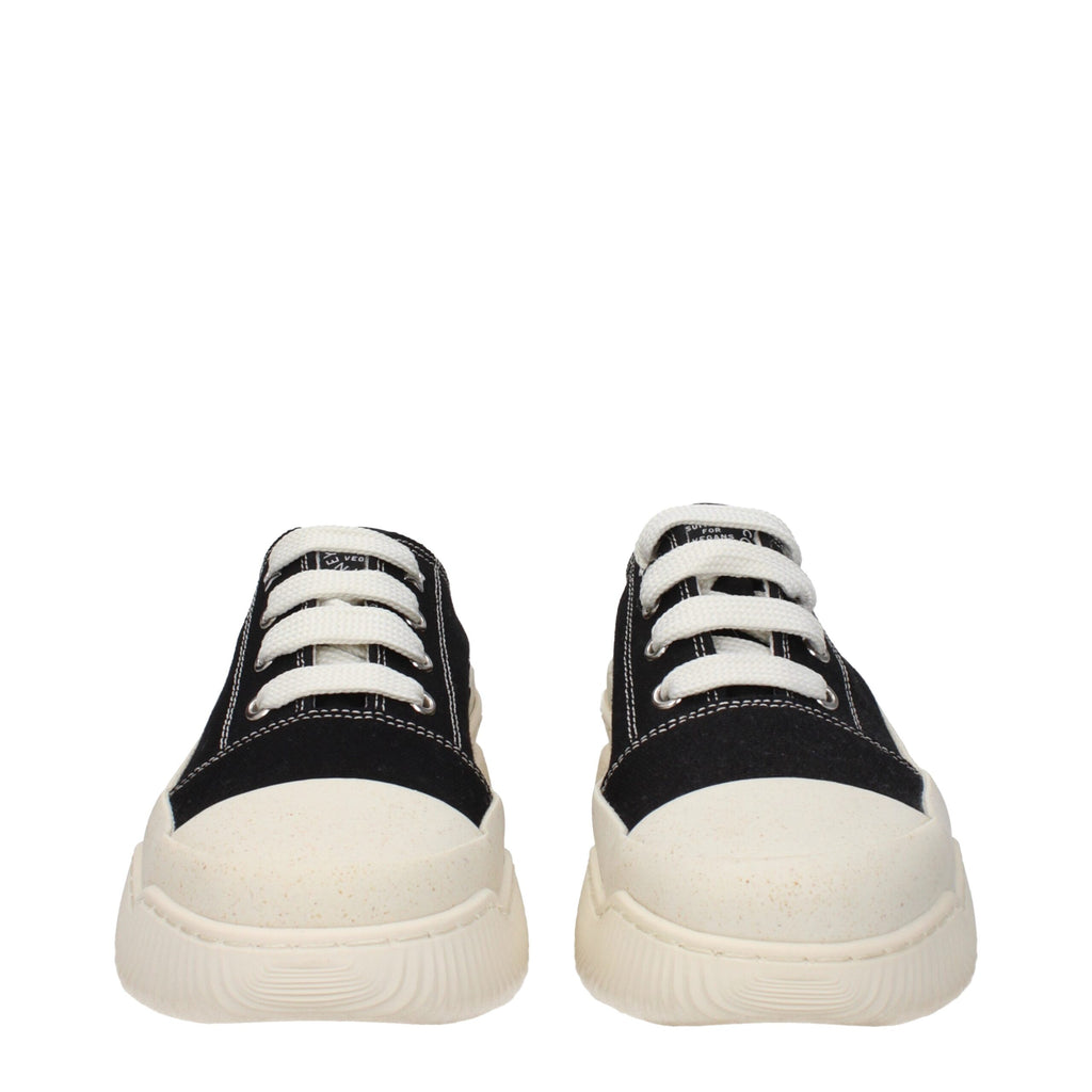 Black Fabric Chunky Sneakers
