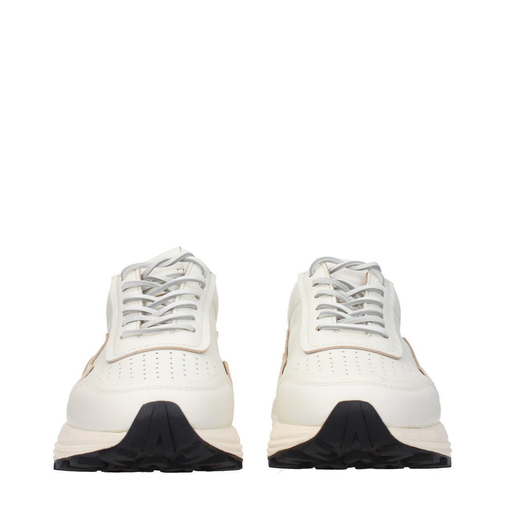 White Leather Low Top Sneakers