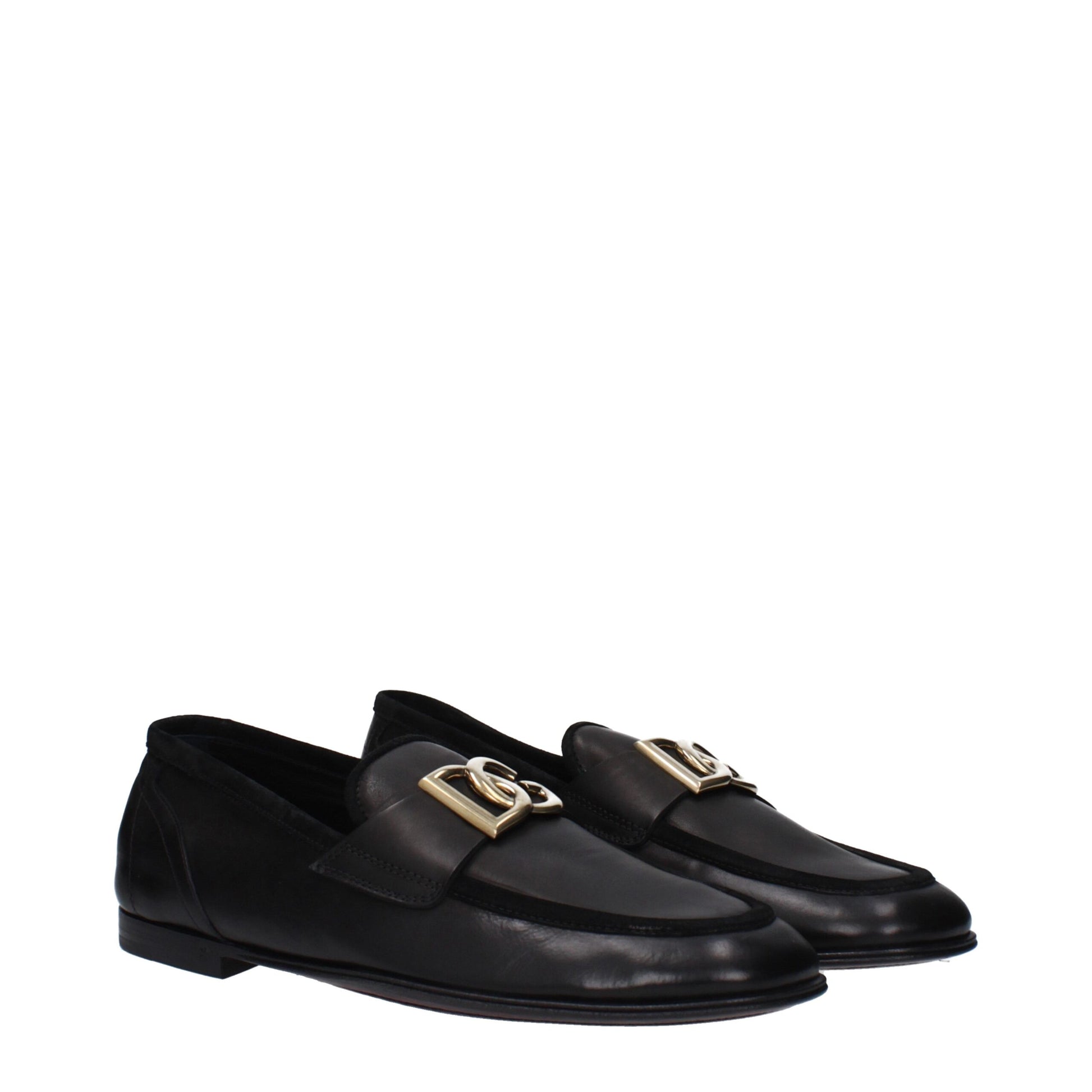 Black Leather Slip-On Loafers