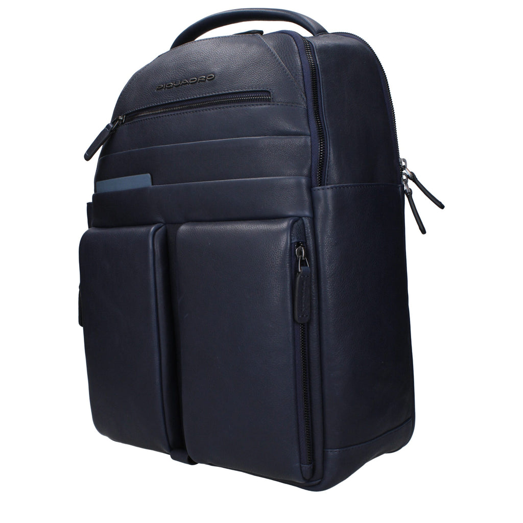 Blue Leather Backpack