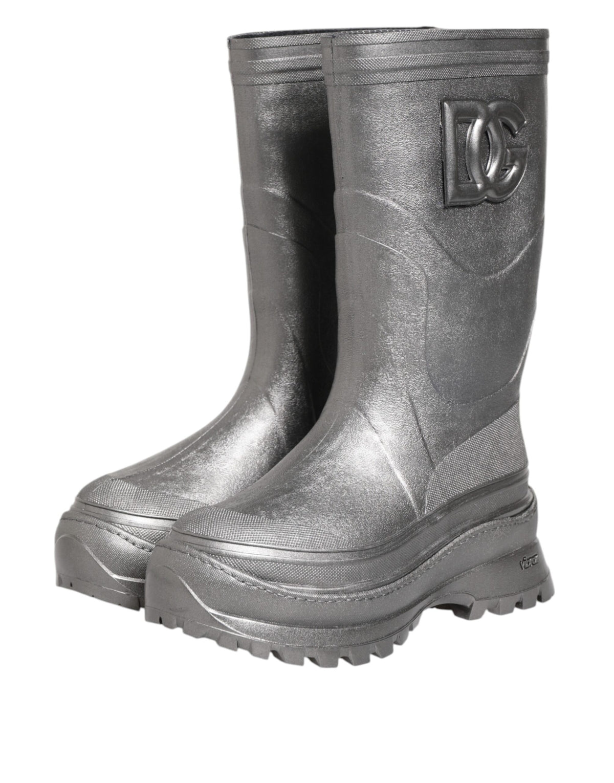 Metallic Silver Pull On Rain Boots Shoes