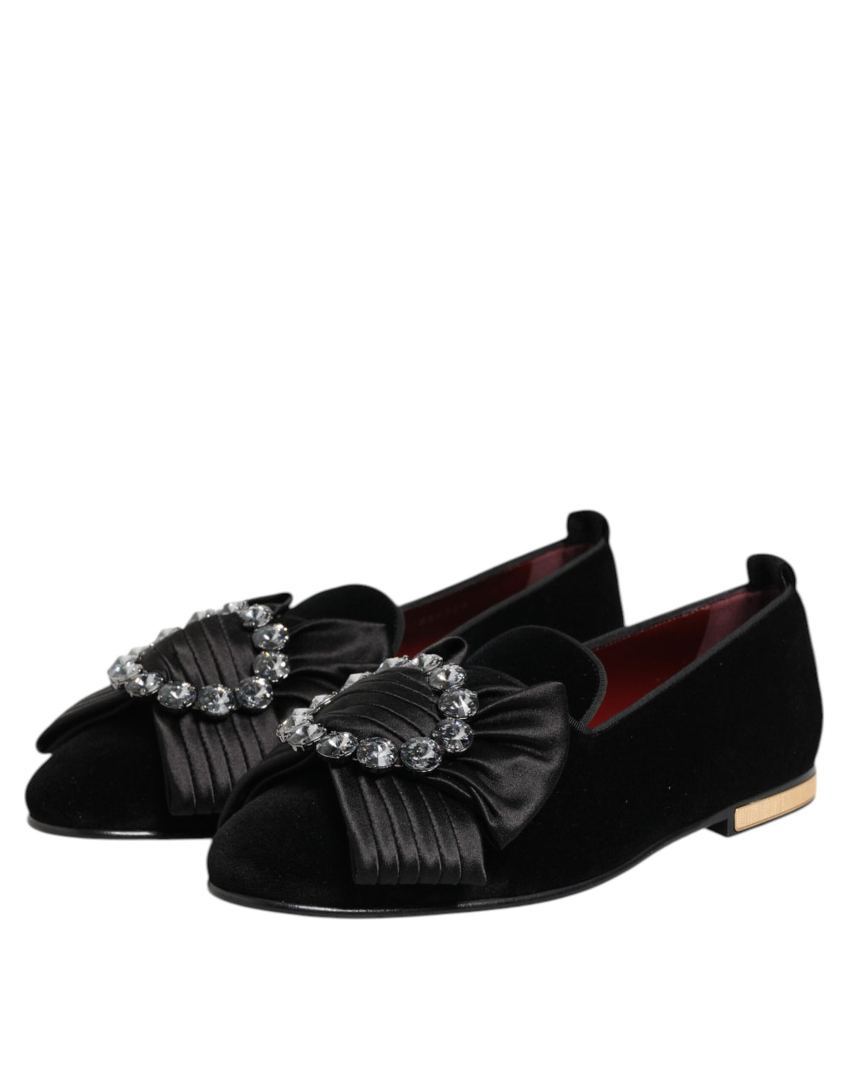 Black VATICANO Crystal Ribbon Slip On Shoes