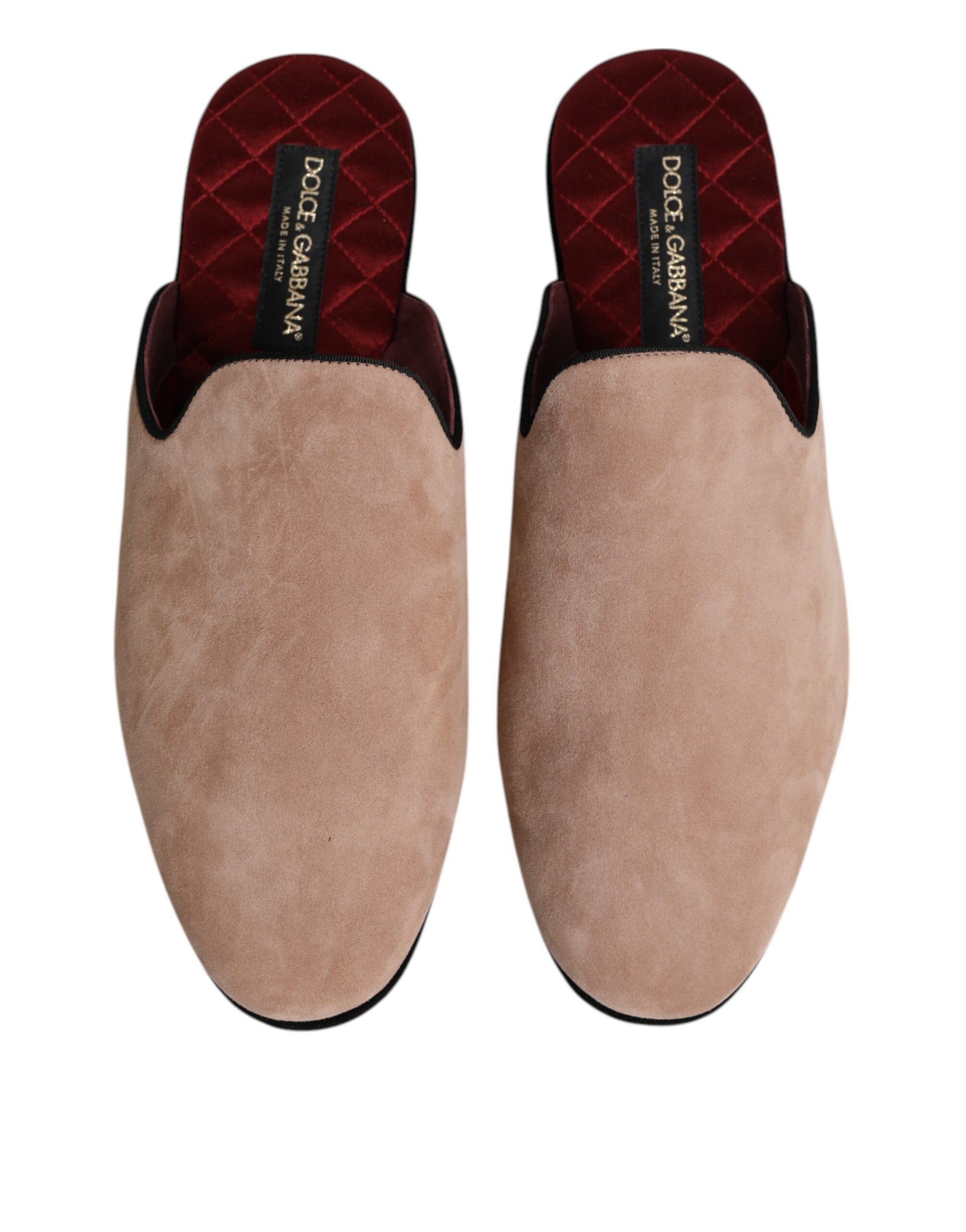 Beige Suede Leather Slides Flat Slipper Shoes