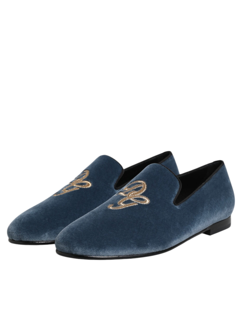 Chaussures habillées mocassins en velours bleu avec logo DG