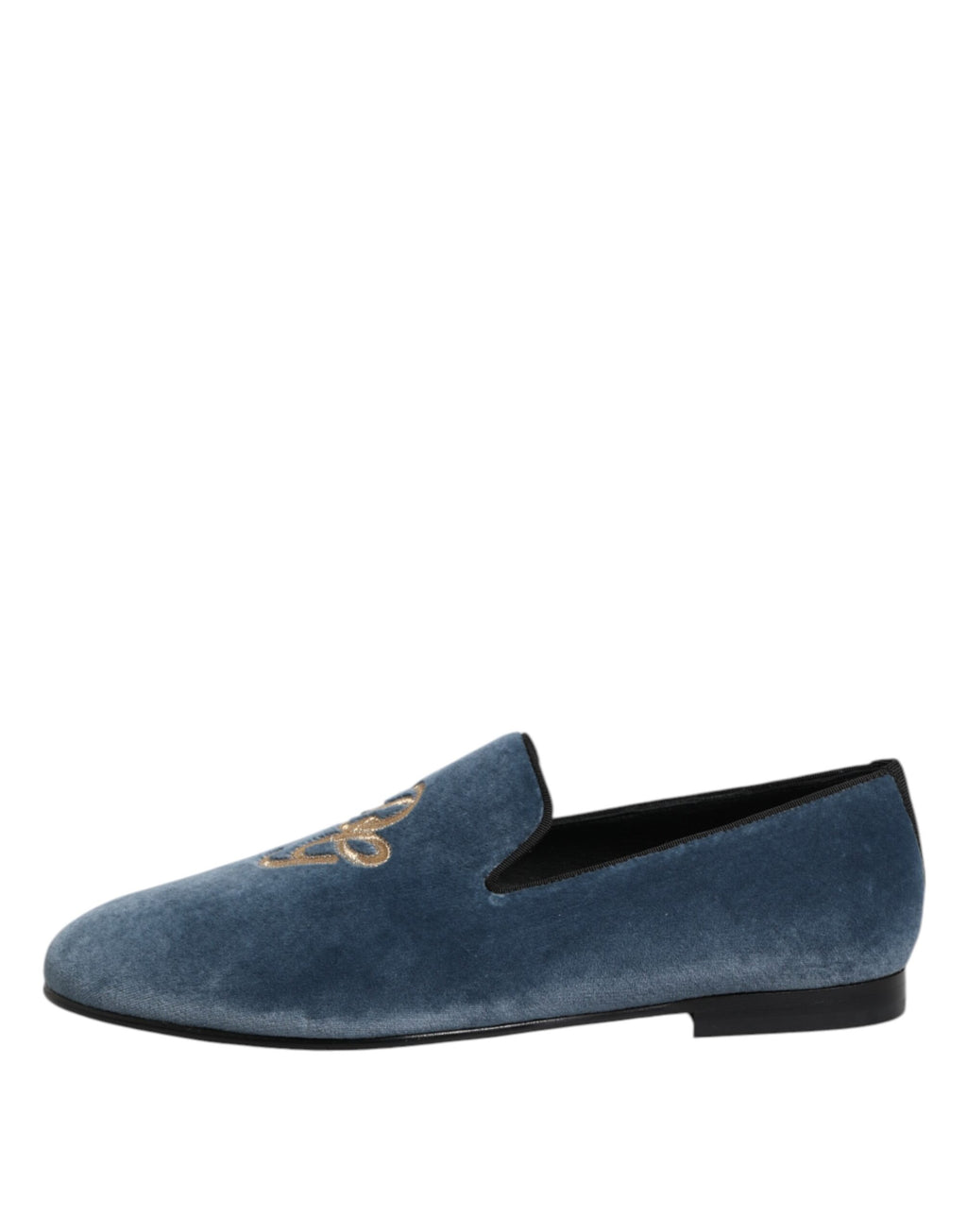 Chaussures habillées mocassins en velours bleu avec logo DG