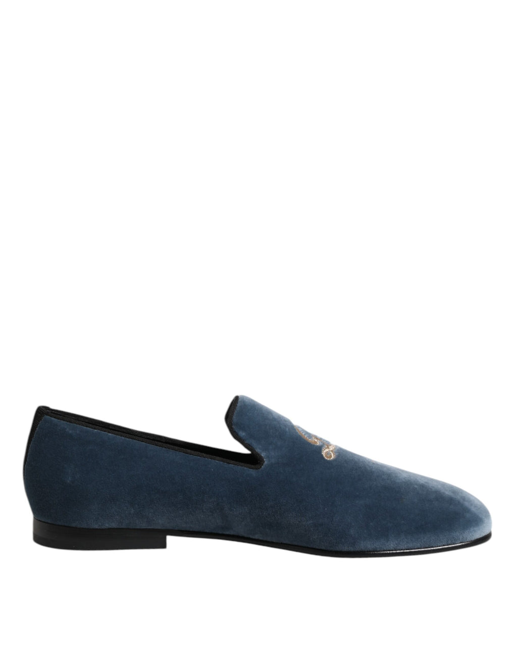 Chaussures habillées mocassins en velours bleu avec logo DG
