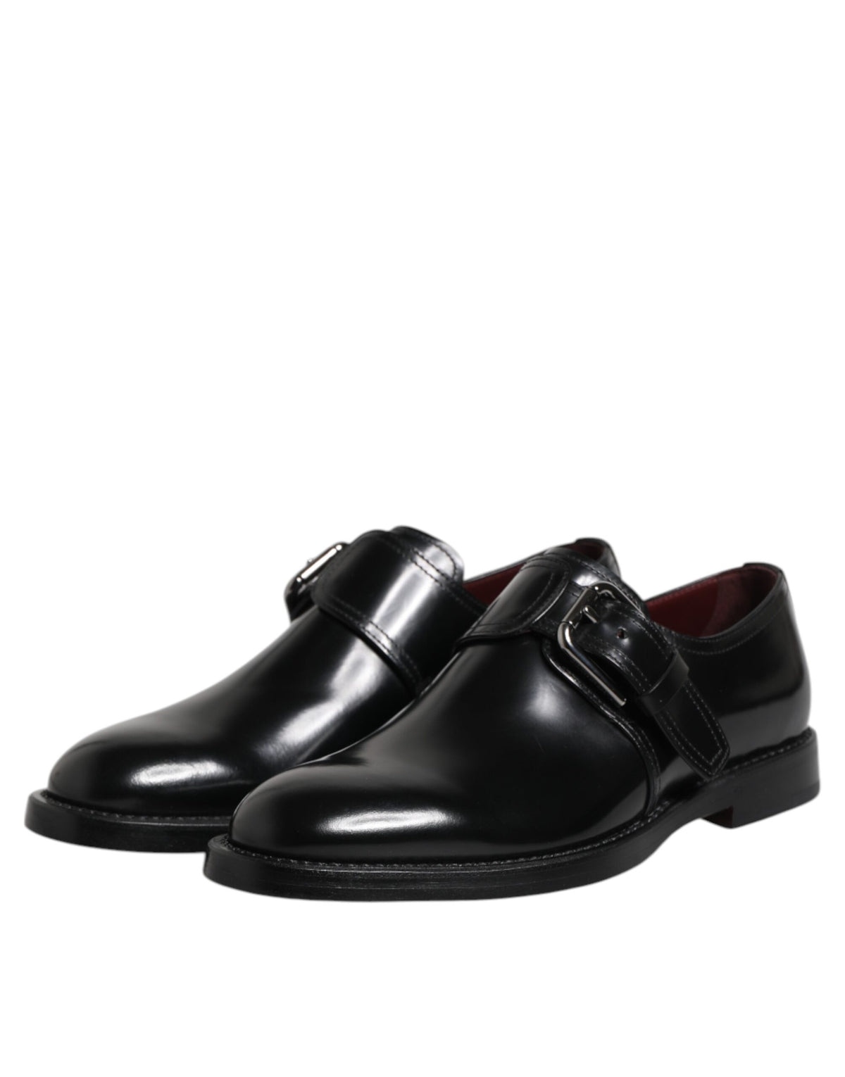 Black Leather Monk Strap Derby Formal Shoes
