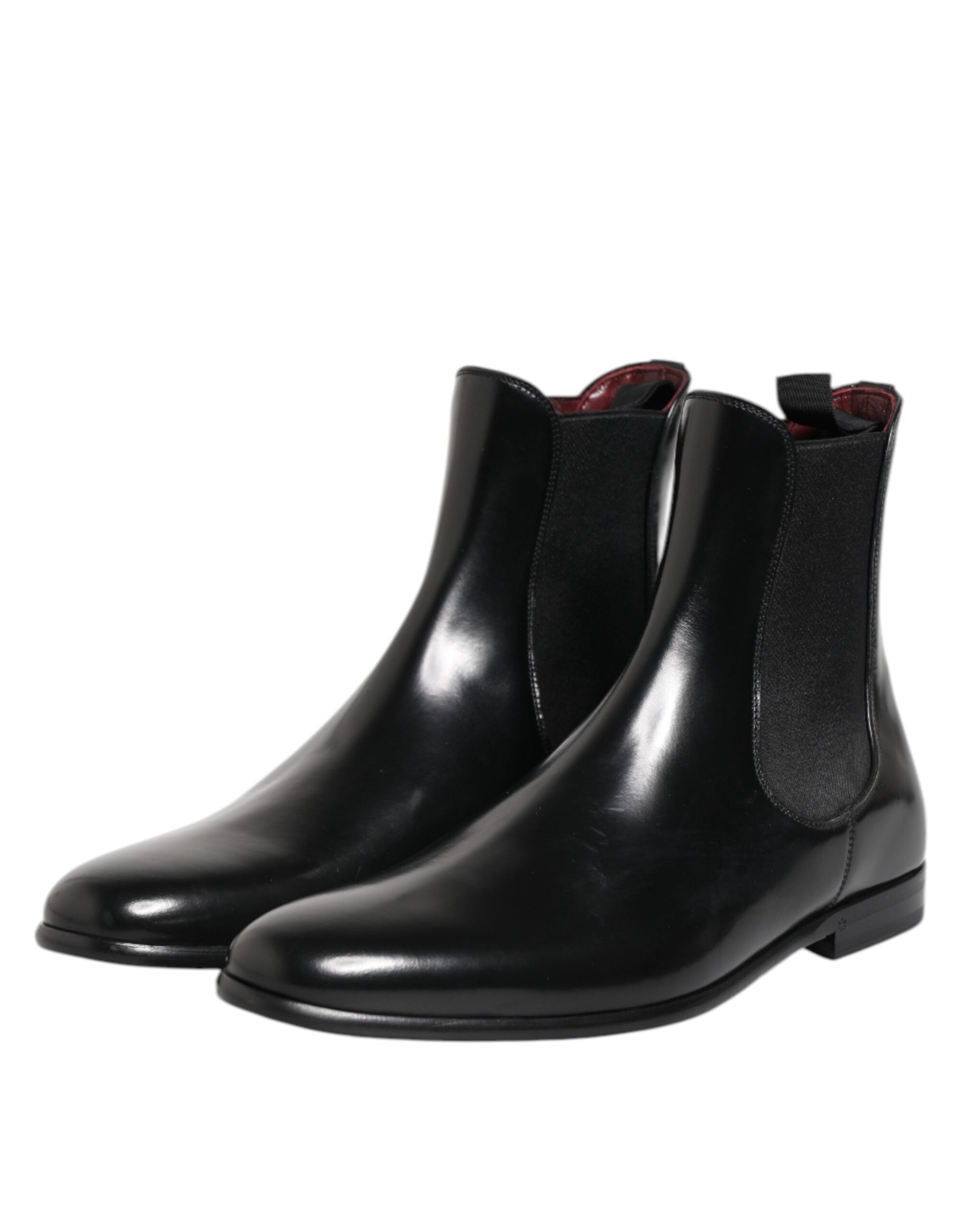 Black Chelsea Slip On Mid Calf Boots Shoes