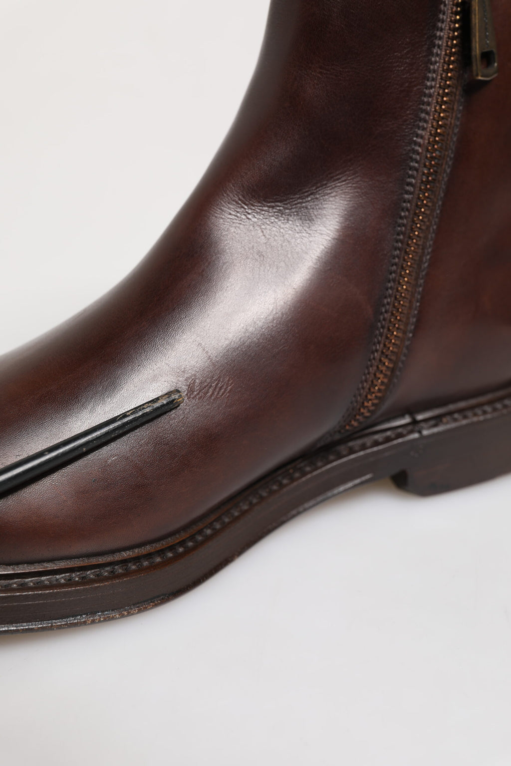 Brown Chelsea Leather Mid Calf Boots Shoes