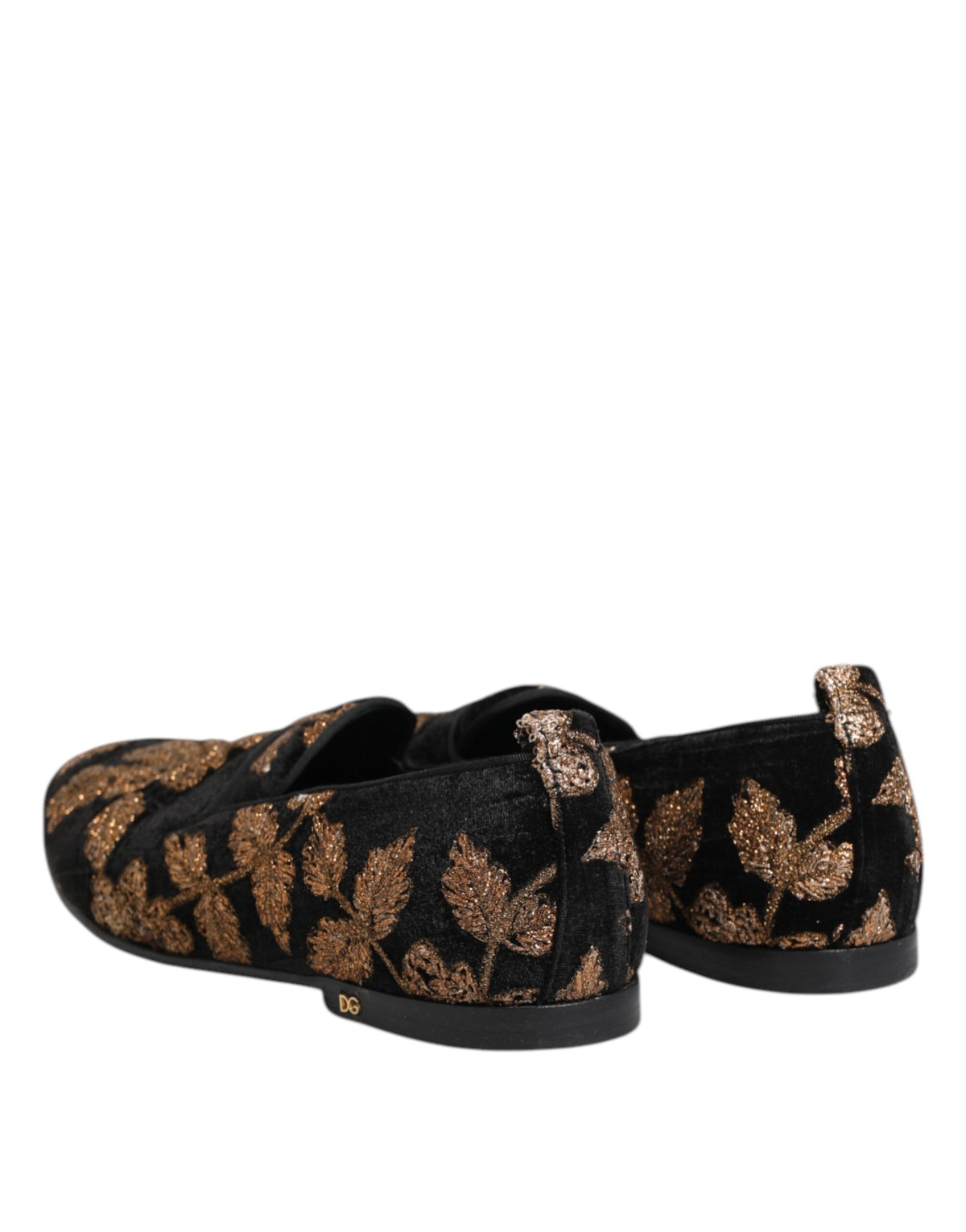 Black Floral Embroidery Men Loafers Shoes