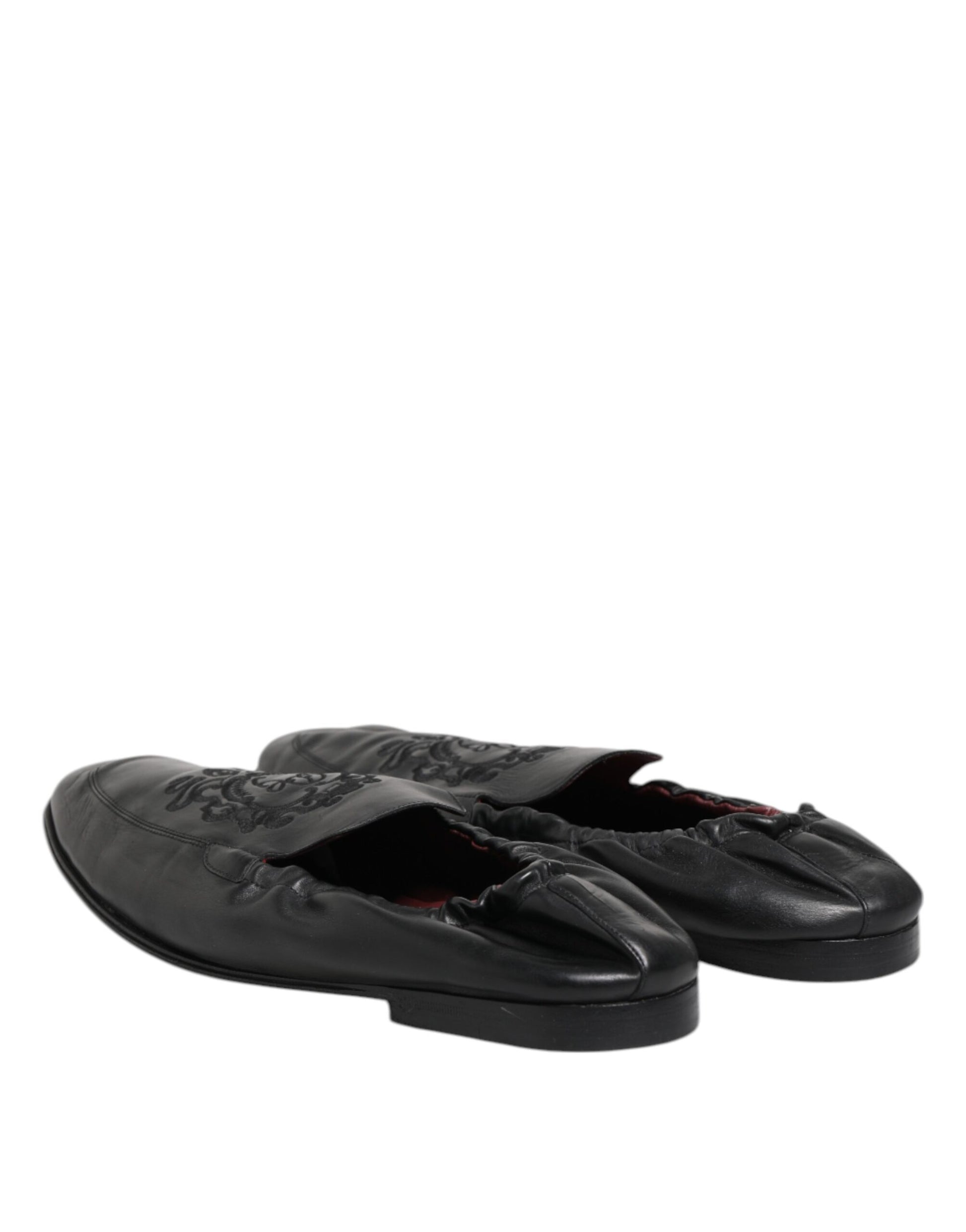 Black Leather Slip On Men Flat Loafers Shoes