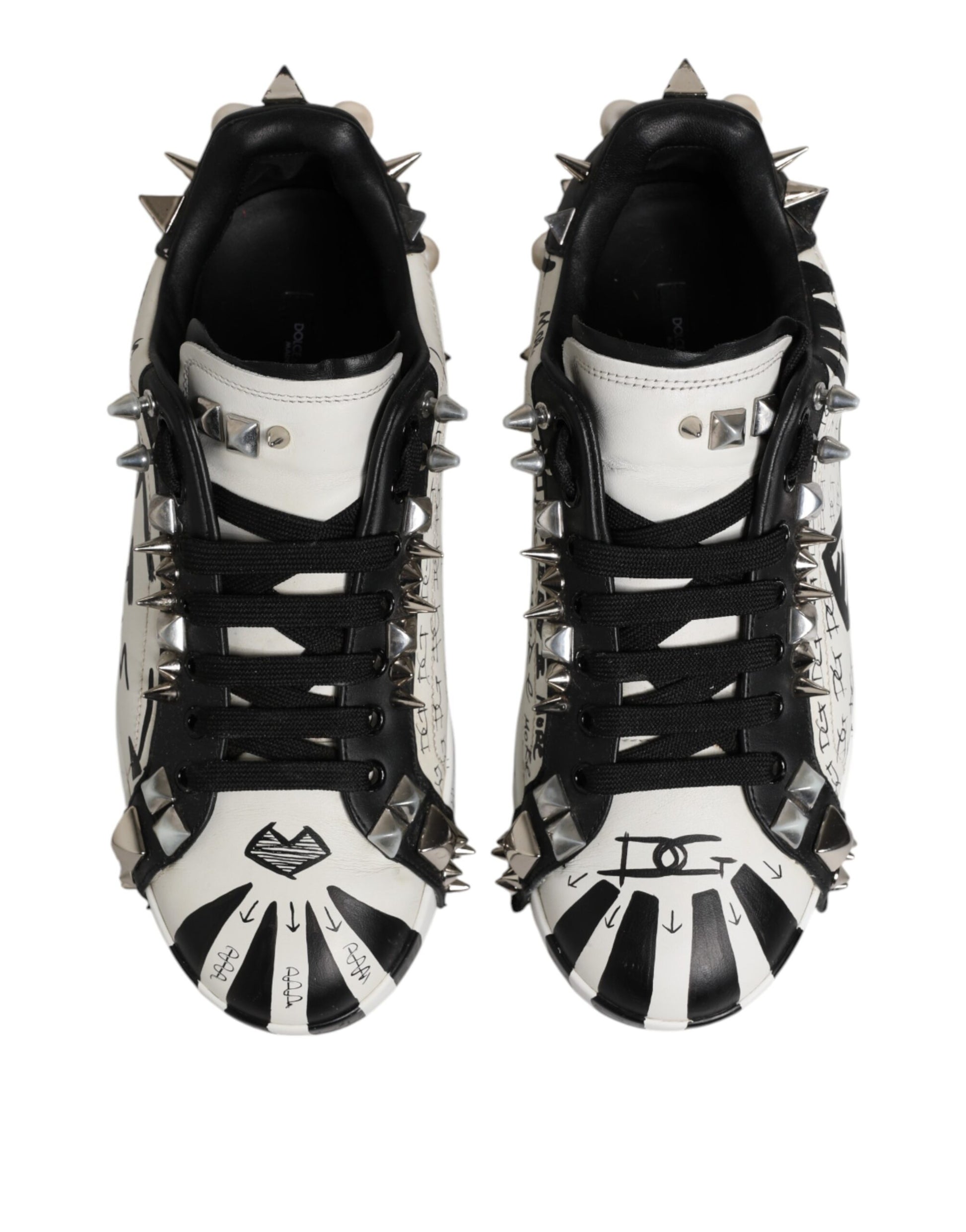 Black White Studded Low Top Sneakers Shoes