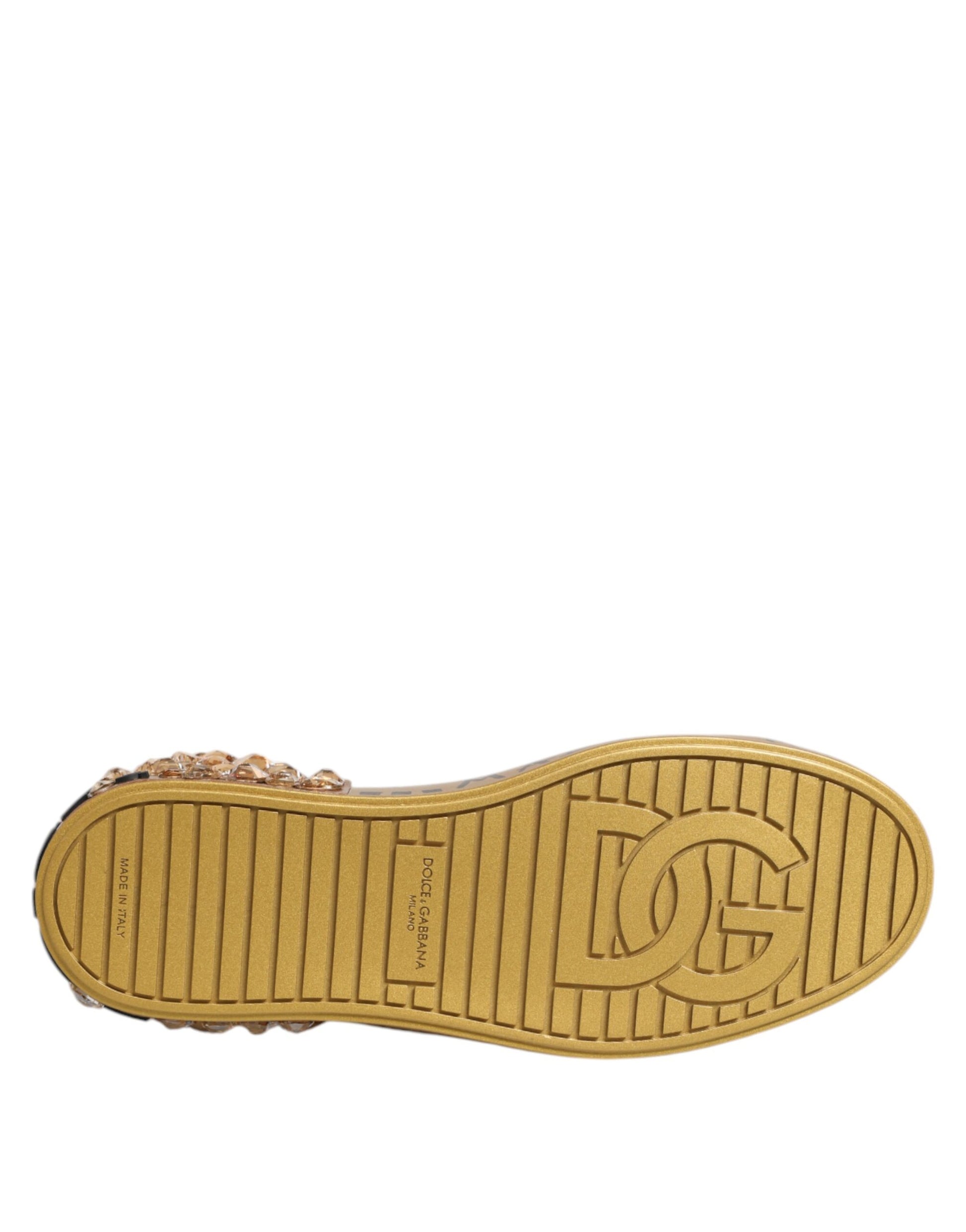 White Gold Crystal Portofino Sneakers Shoes